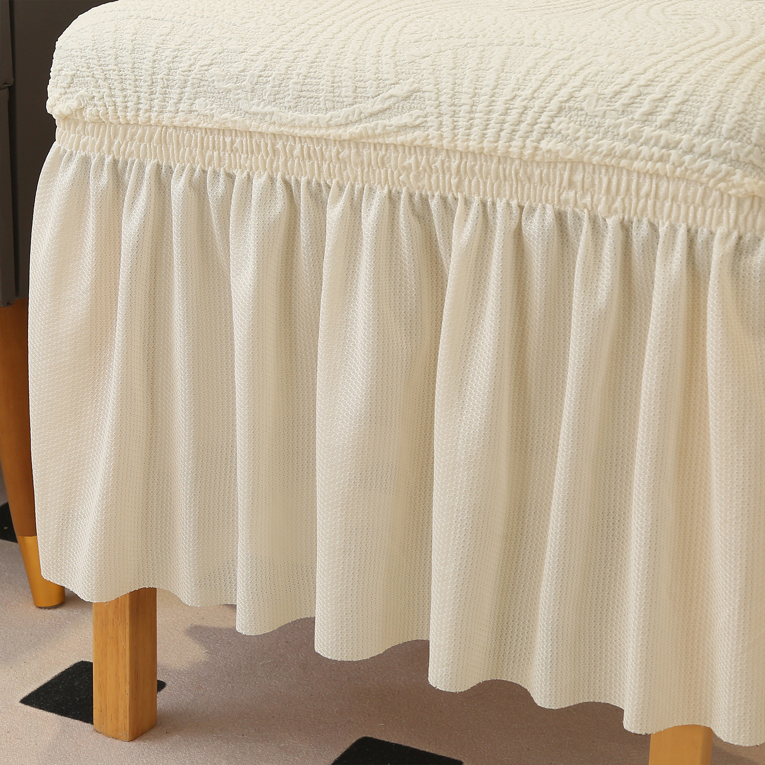 Spandex Knitted Jacquard Stretch Skirted Dining Chair Cover