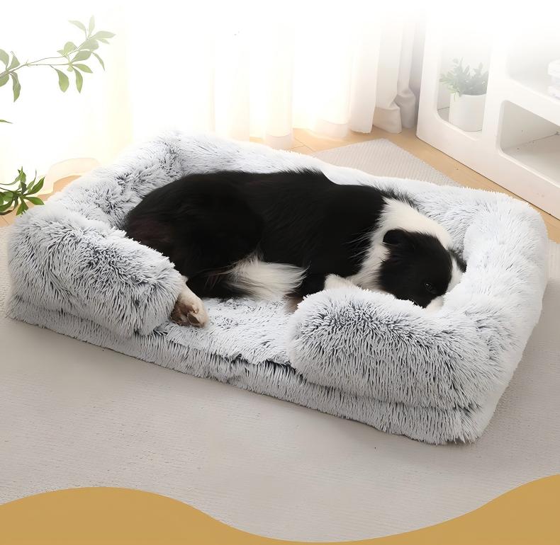 Premium Shag Long Fur Orthopedic Dog Beds - Waterproof Liner & Washable Cover