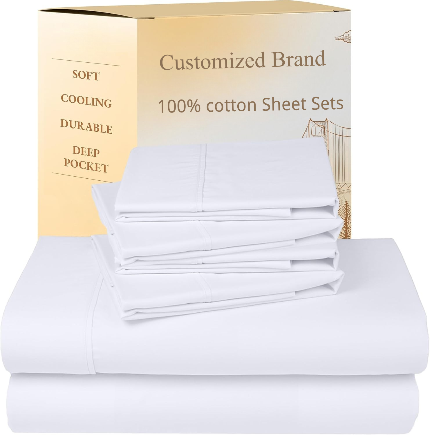 FizoHome 100% Cotton 4 pieces Deep Pocket Soft Bed Sheet Set
