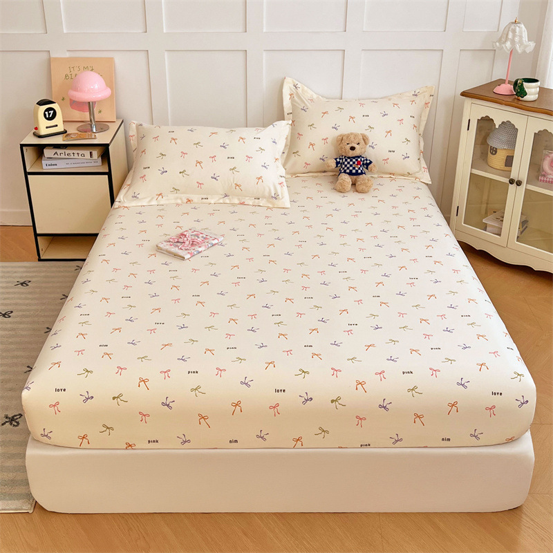 FizoHome Printed Cotton Like Microfiber Fitted Sheet Woven Polyester Fitted Bottom Sheet