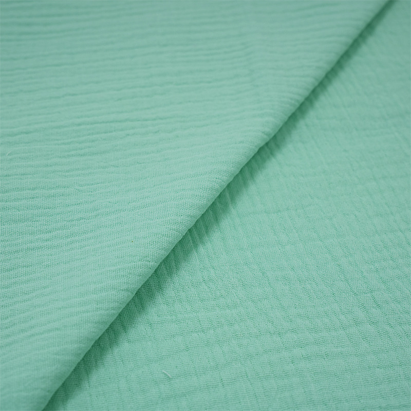 Solid Dyed Two Layers Cotton Wrinkle Gauze Fabric 