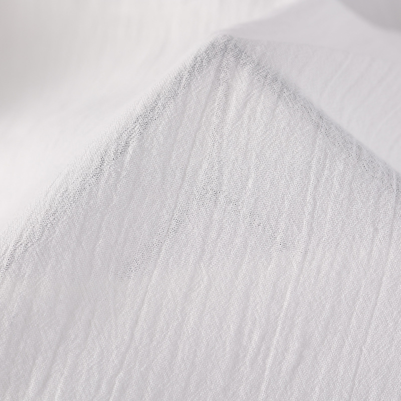 White Single Layer Cotton Wrinkle Gauze Fabric 