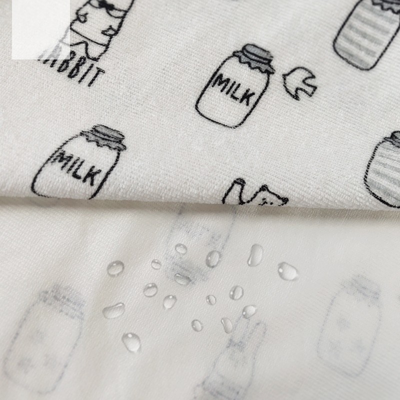 Printed loop terry fabric laminated TPU film