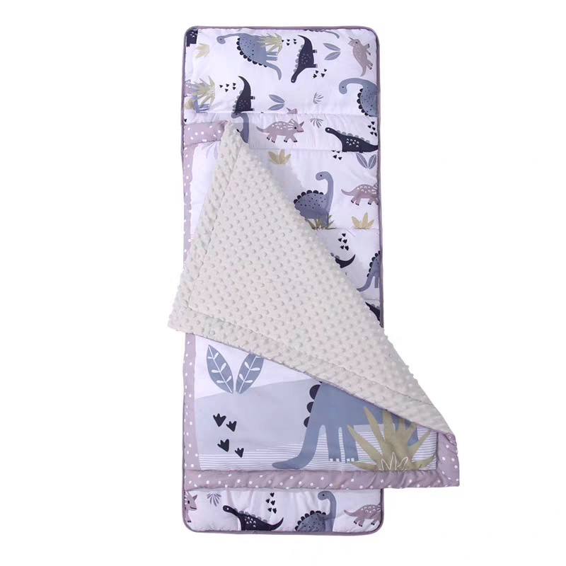 FizoHome Printed Microfiber and Plush Minky Toddler Nap Mat with Removable Pillow and Blanket