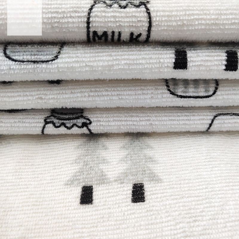 Printed loop terry fabric laminated TPU film