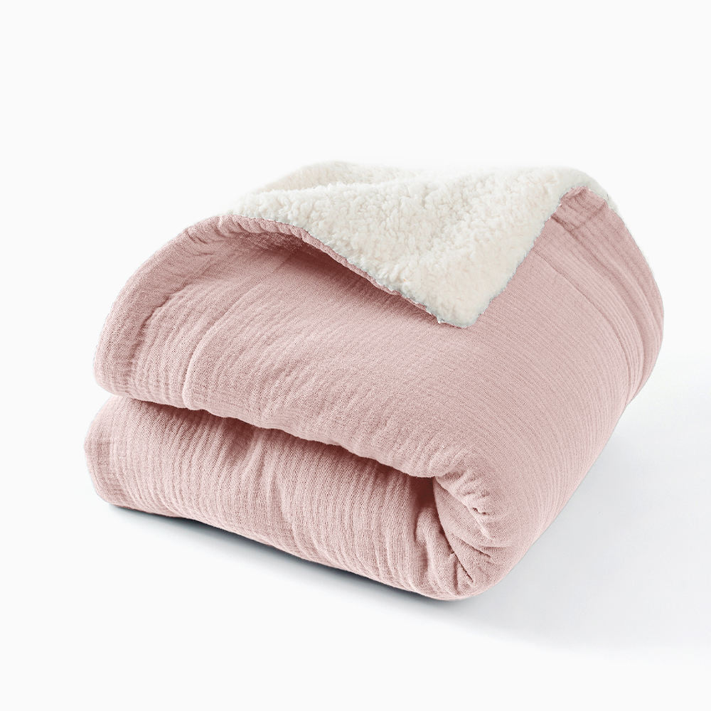 Ultra-Soft Solid Color Organic Cotton Crinkle Sherpa Toddler Blanket 47x47"
