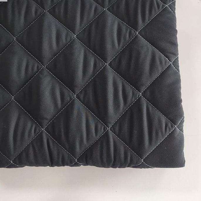 100% Polyester Grey Microfiber Customized Pattern Quilted Fabric Laminated TPU film