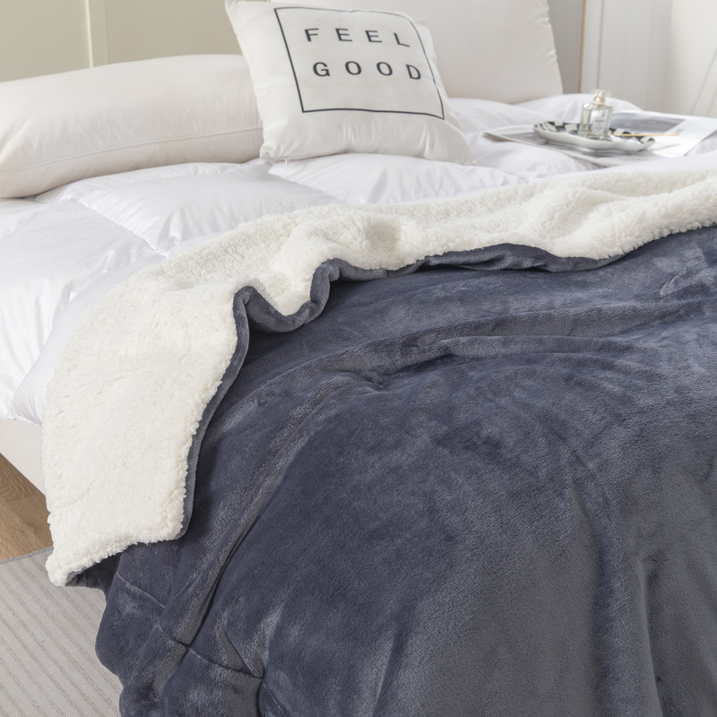 Customizable Double Layer Sherpa Blanket Thick Warm  Flannel Fleece Throw