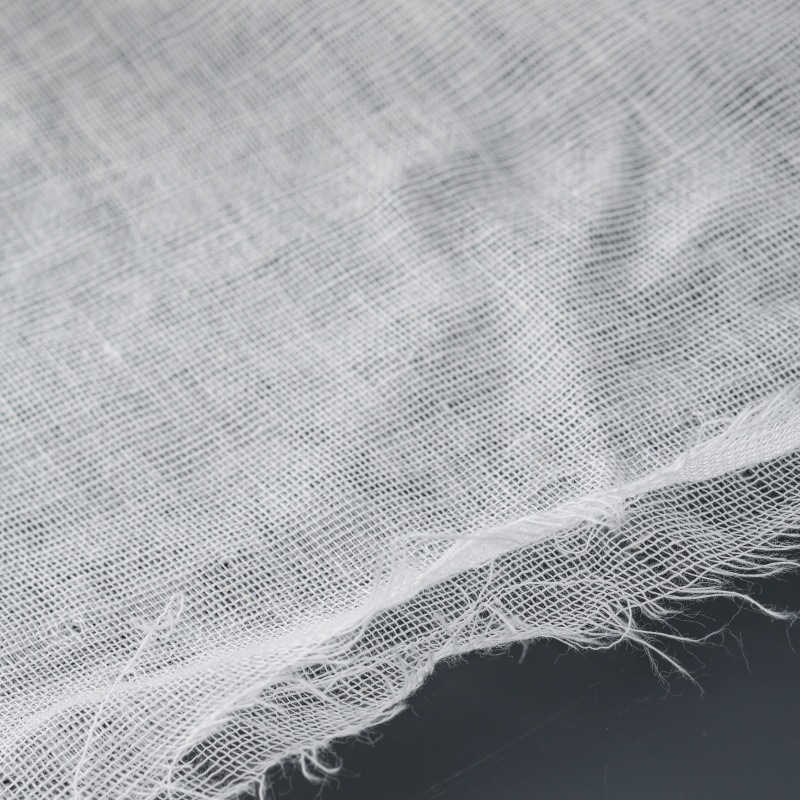 White Two Layers Cotton Muslin Fabric 