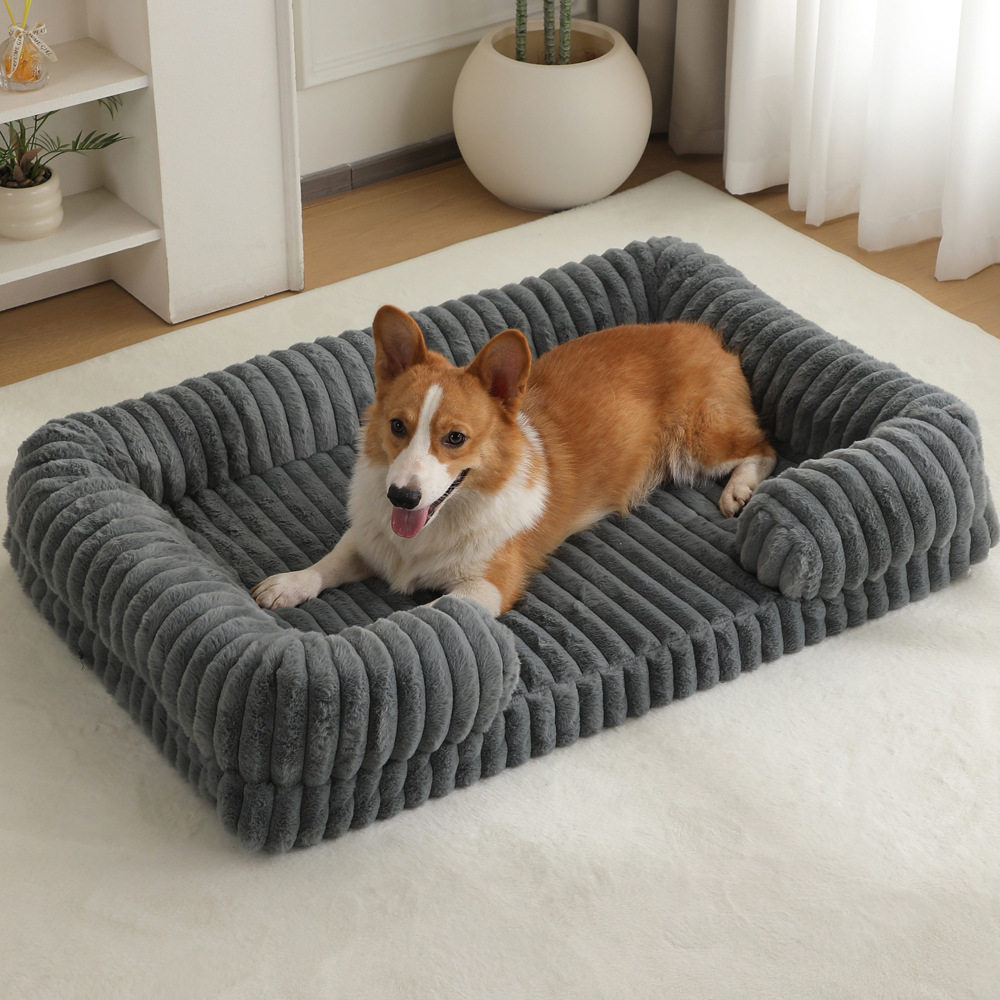 High-Density Orthopedic Memory Foam Dog Bed- TPU Waterproof Lining and Removable Fur Cover