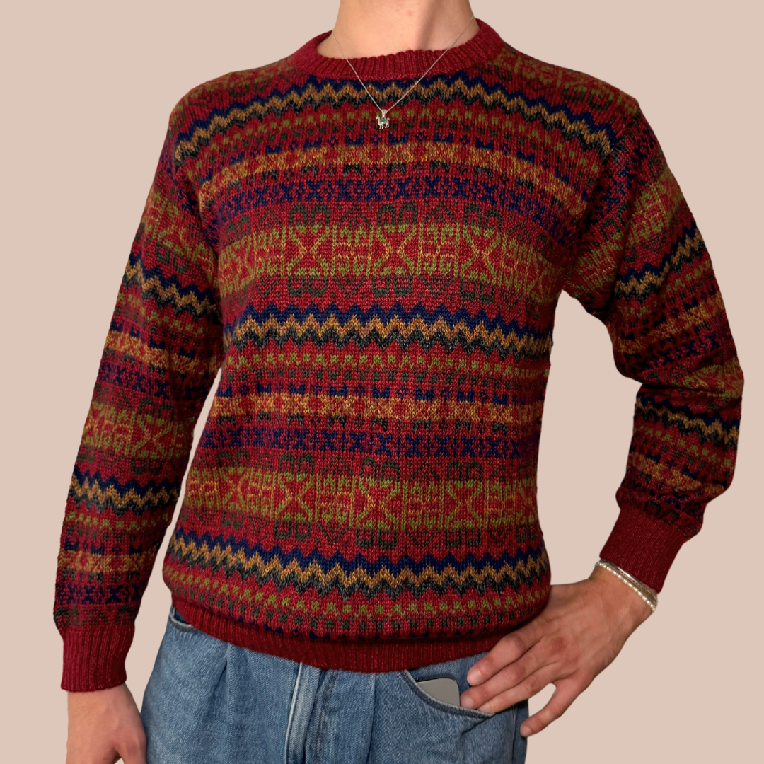 100% Alpaka Pullover mit Muster 