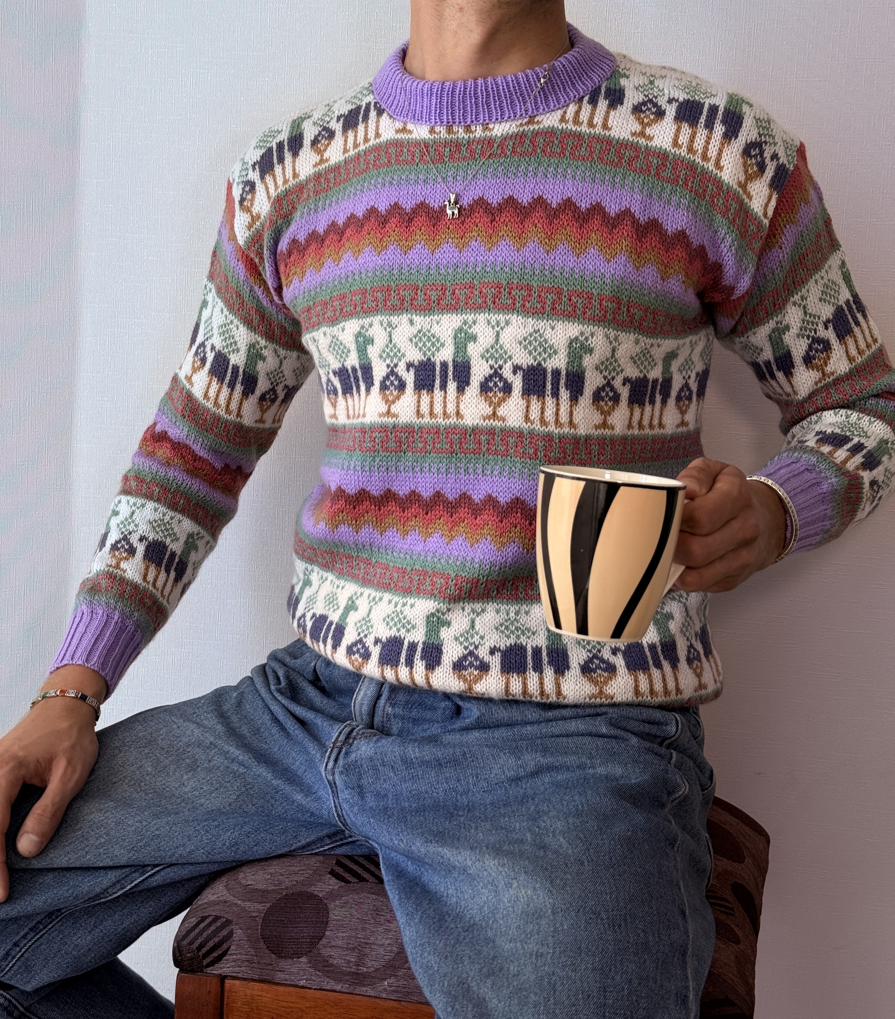 Alpaka Pullover mit Muster 