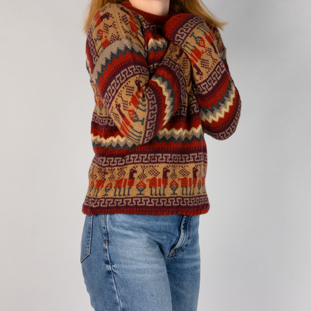 Alpaka Pullover mit Muster (S,M,L)