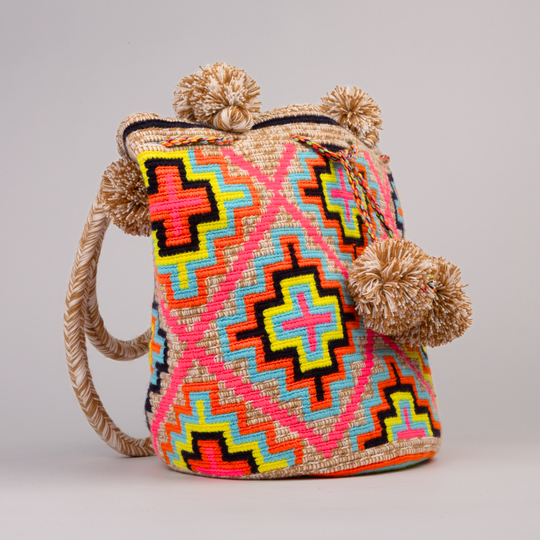 Shopper Tasche Wayuu handgehäkelt aus Kolumbien Handgemachte Tasche im Boho Ethno Style aus Kolumbien