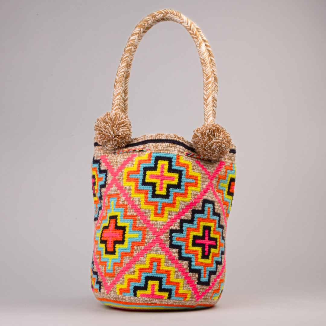 Shopper Tasche Wayuu handgehäkelt aus Kolumbien Handgemachte Tasche im Boho Ethno Style aus Kolumbien