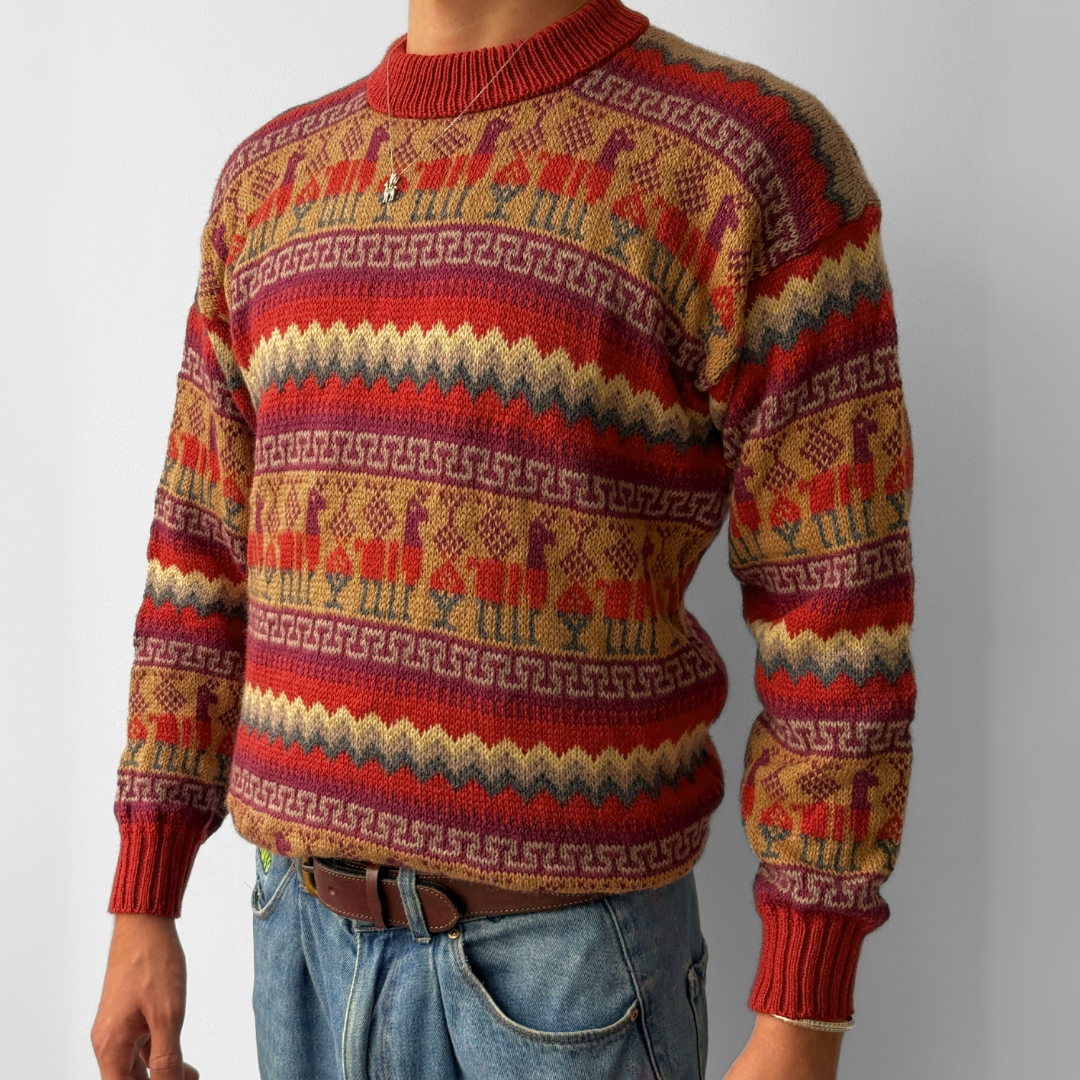 Alpaka Pullover mit Muster (S,M,L)