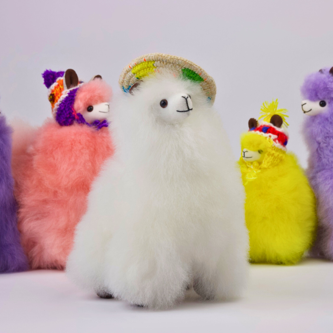 Baby Alpaka Stofftier XL Weiß