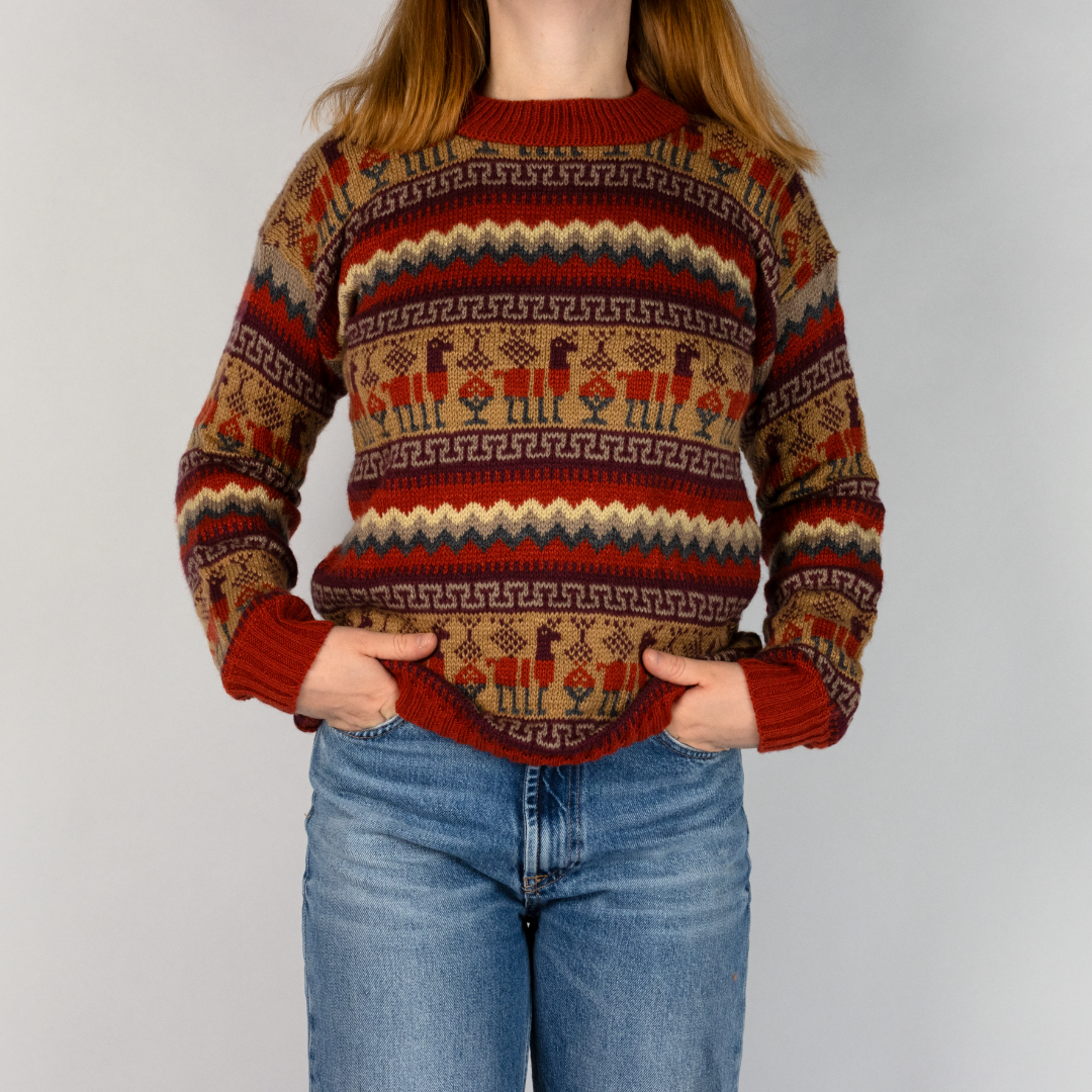Alpaka Pullover mit Muster (S,M,L)