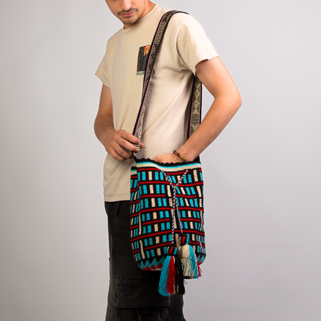 Häkeltasche Boho originale Wayuu Schultertasche Handgefertigtes Unikat aus Peru oder Kolumbien