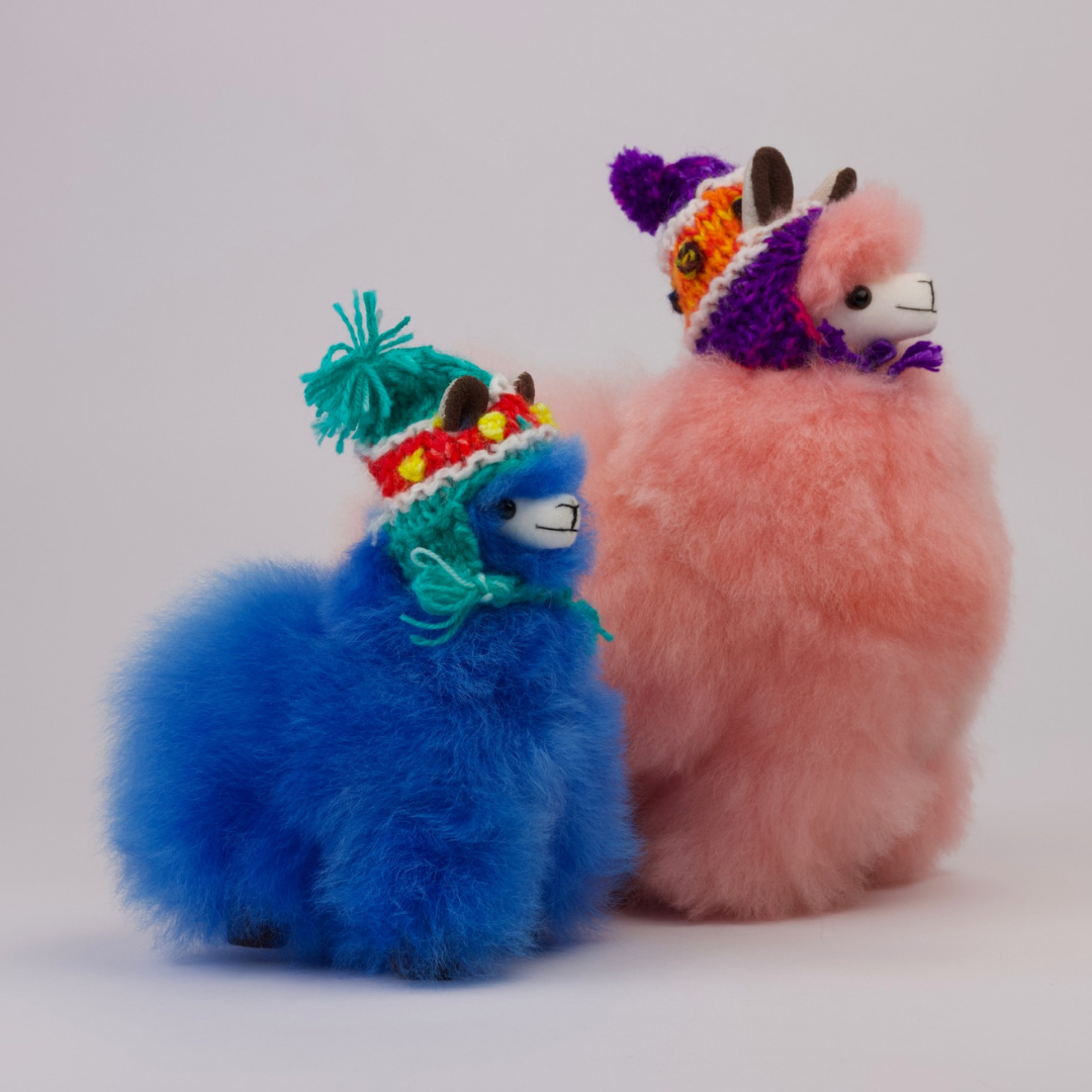 Baby AlpakaStofftier Königsblau (15cm) Flauschiges Alpaka Kuscheltier handgemacht in Peru