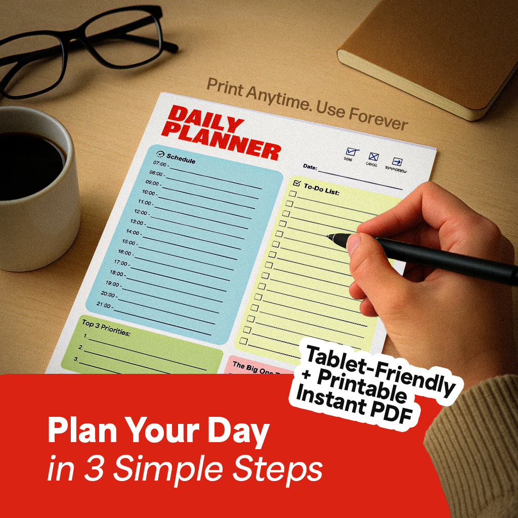 ✨ Struggling to Focus? Download This 1-Page Daily Planner for Students, Creatives & Entrepreneurs (Use on iPad or Print – Just ₹49) ✅