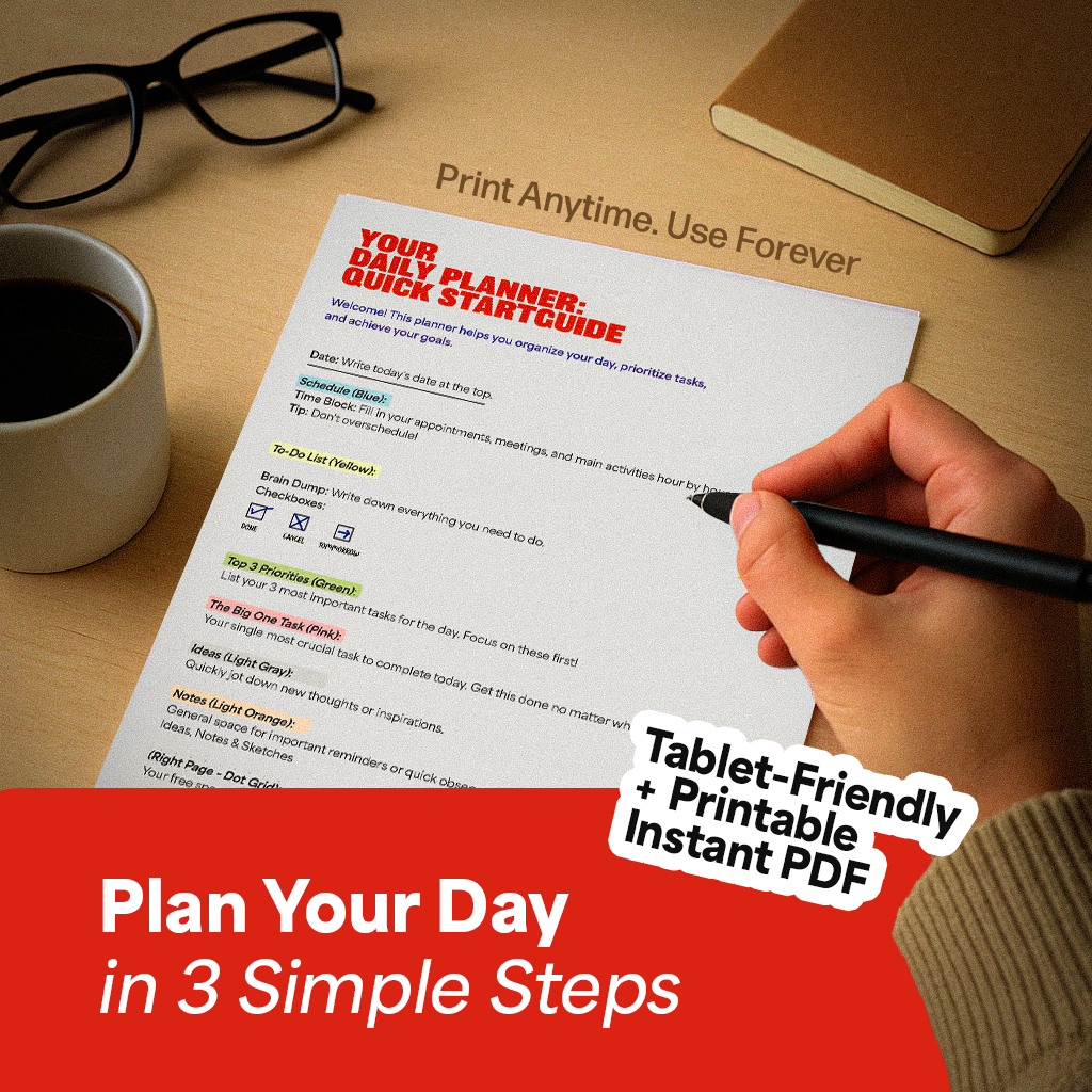 ✨ Struggling to Focus? Download This 1-Page Daily Planner for Students, Creatives & Entrepreneurs (Use on iPad or Print – Just ₹49) ✅