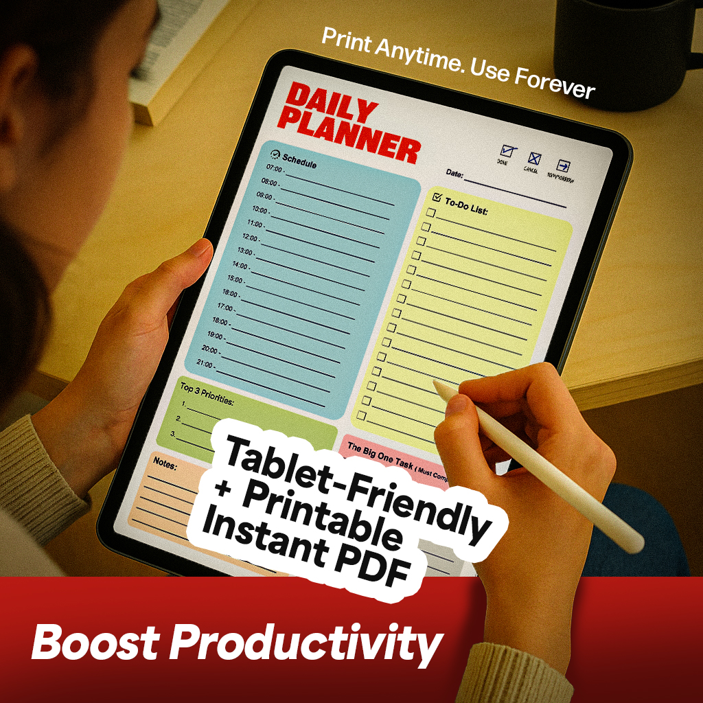 ✨ Struggling to Focus? Download This 1-Page Daily Planner for Students, Creatives & Entrepreneurs (Use on iPad or Print – Just ₹49) ✅