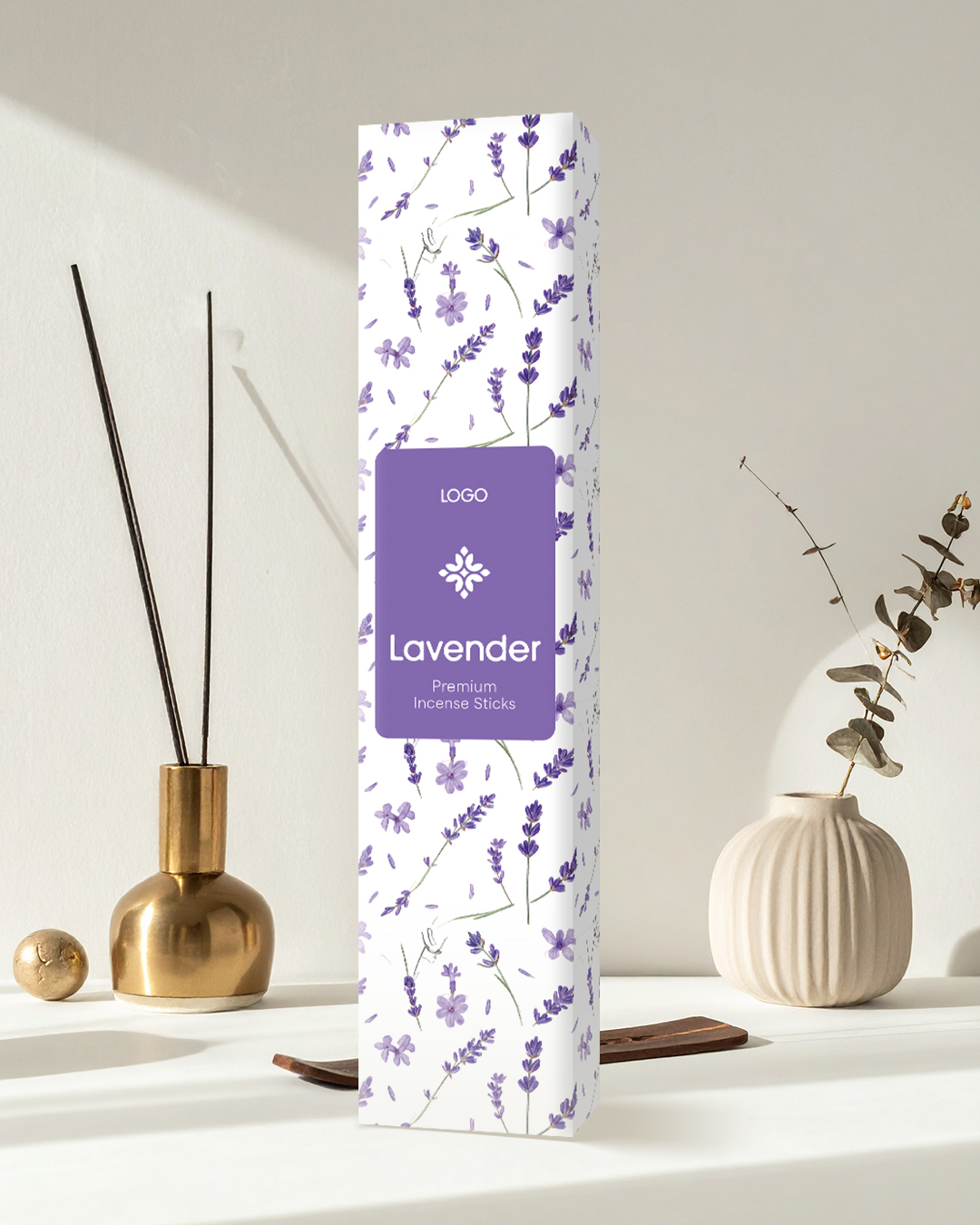 Lavender Incense Sticks Packaging Design Template – Editable & Print-Ready