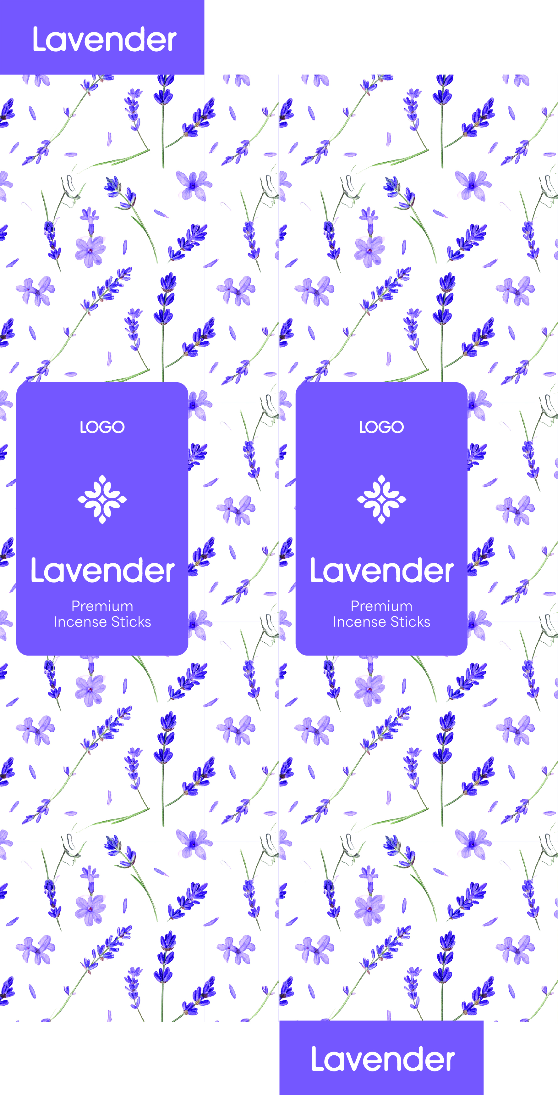 Lavender Incense Sticks Packaging Design Template – Editable & Print-Ready
