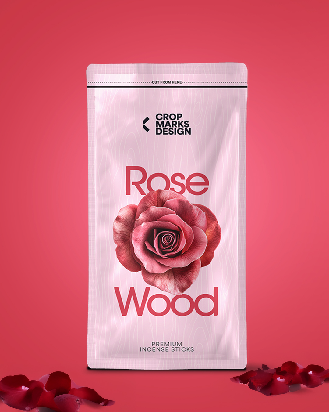 Rose Wood Zipper Pouch Packaging Design | Editable PDF Template