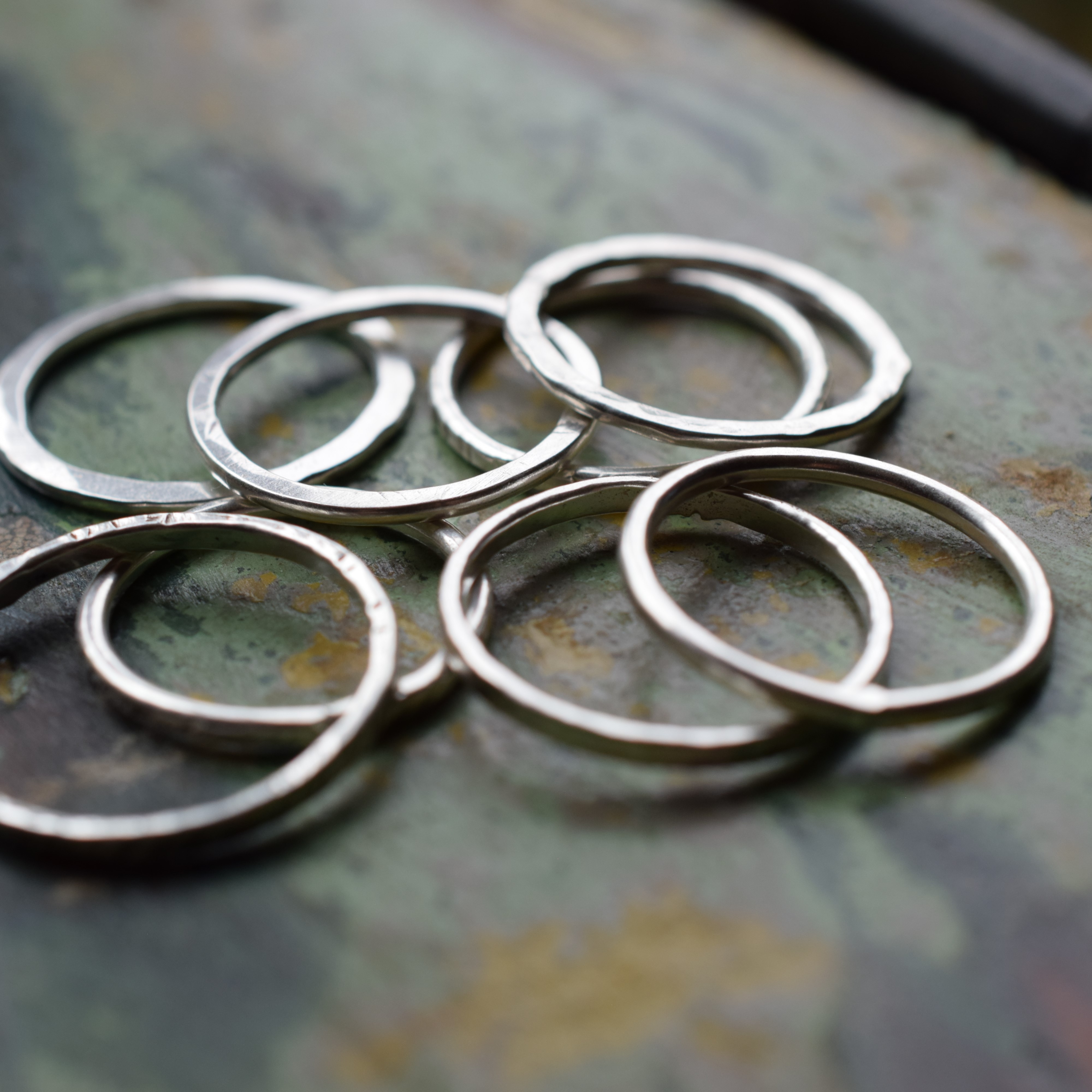 Delicate Beaten Stacking Rings