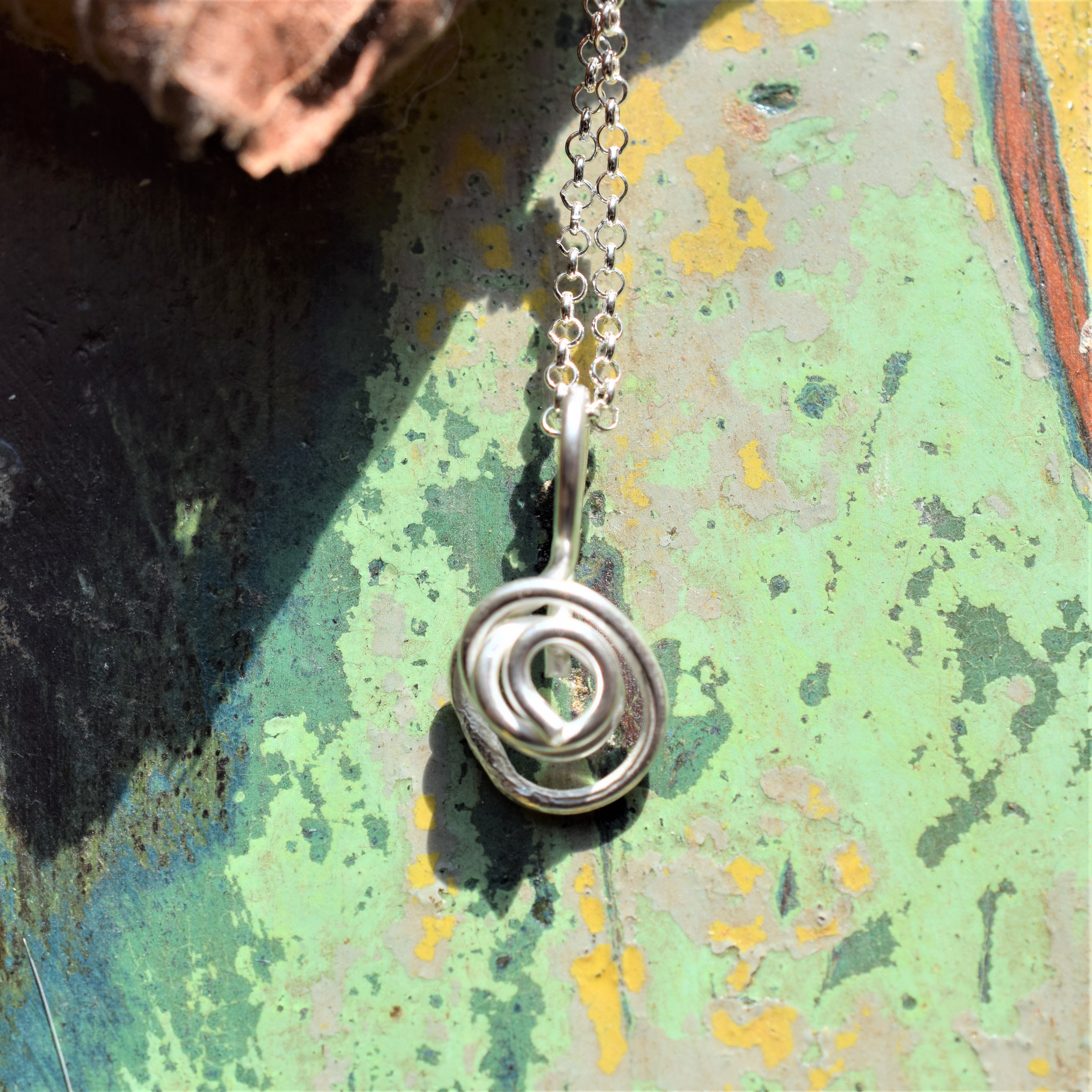 Cute Silver Spiral Pendant 