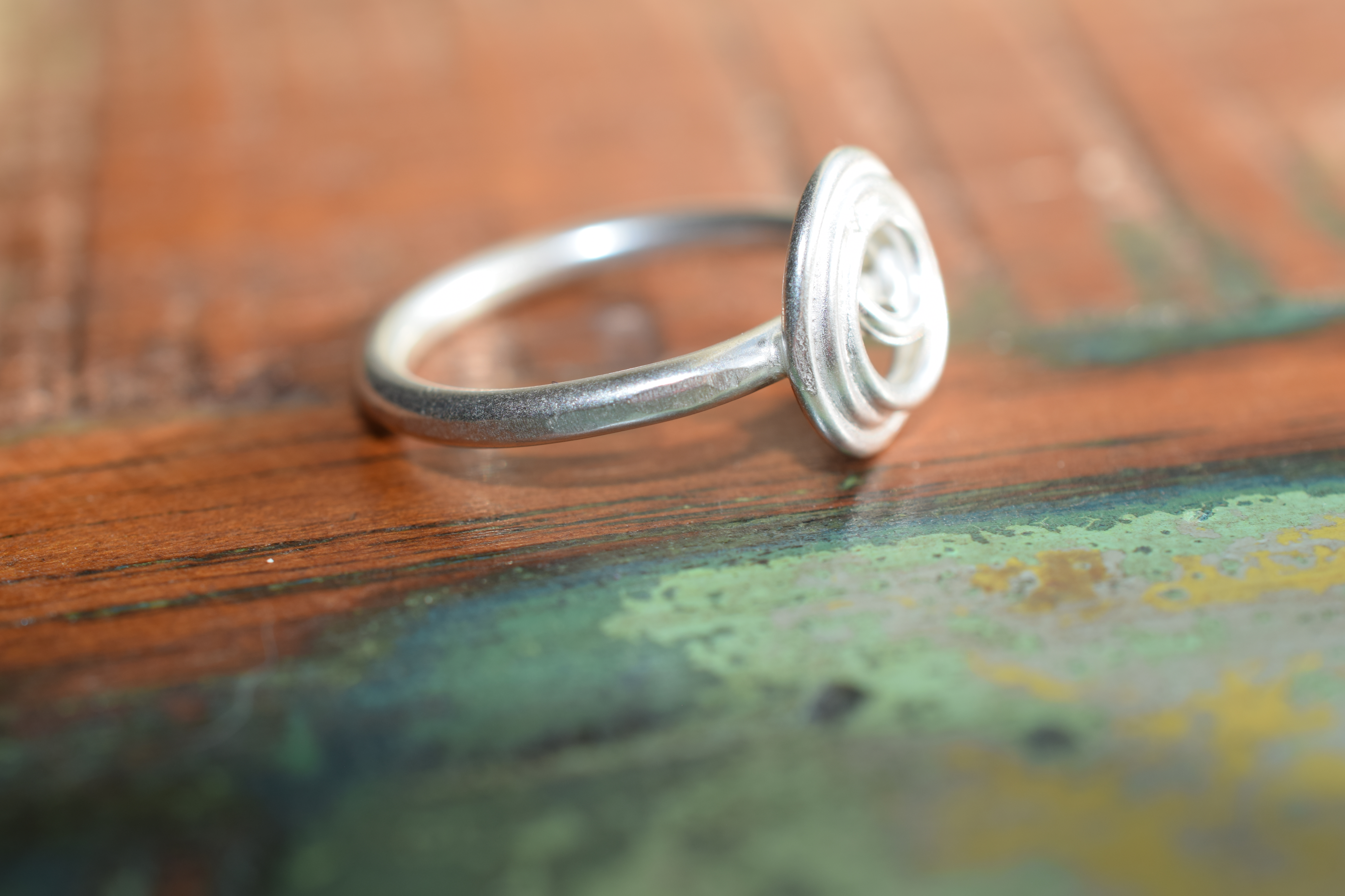 Delicately Textured Silver Spiral Ring