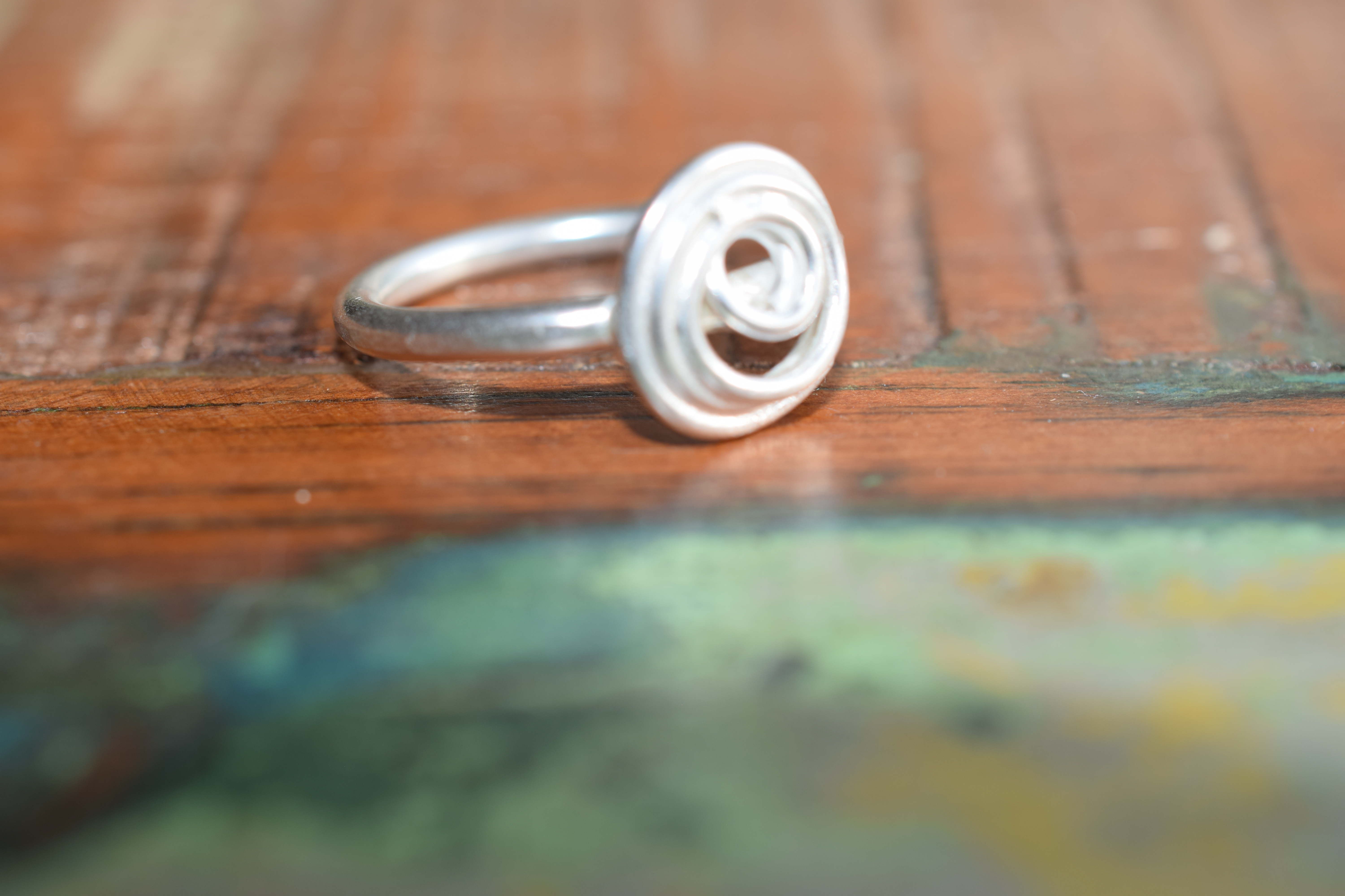 Delicately Textured Silver Spiral Ring