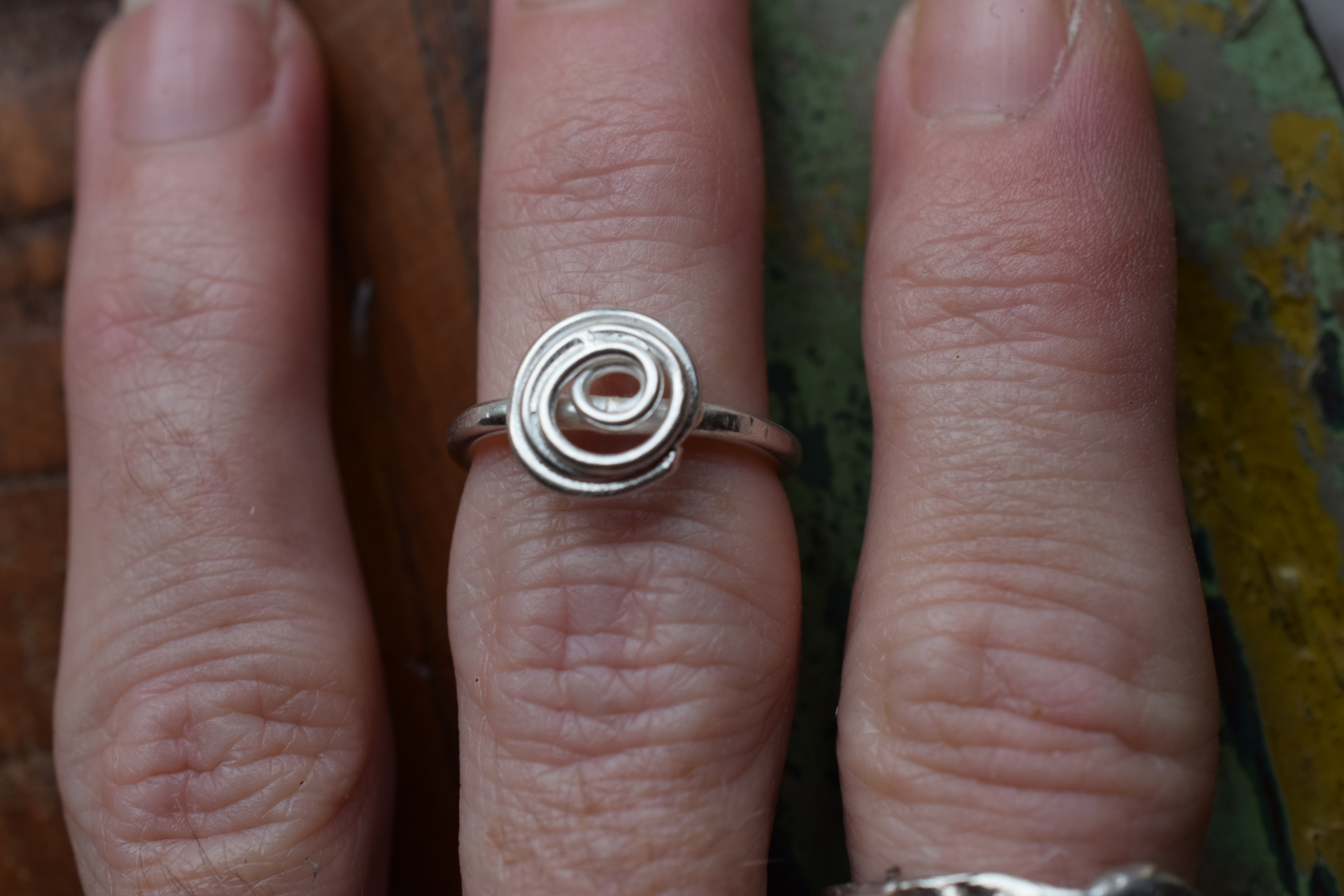 Delicately Textured Silver Spiral Ring