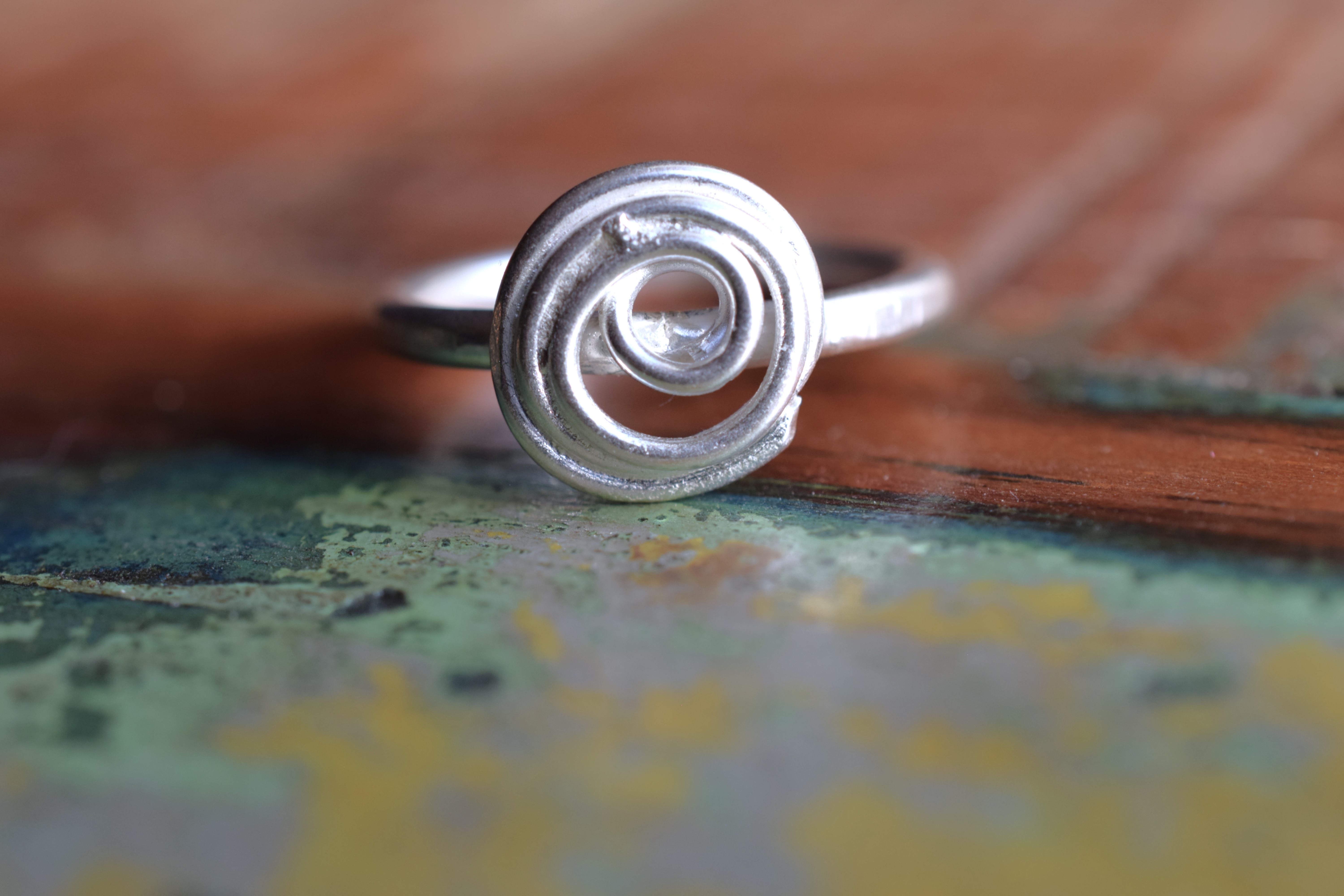 Delicately Textured Silver Spiral Ring