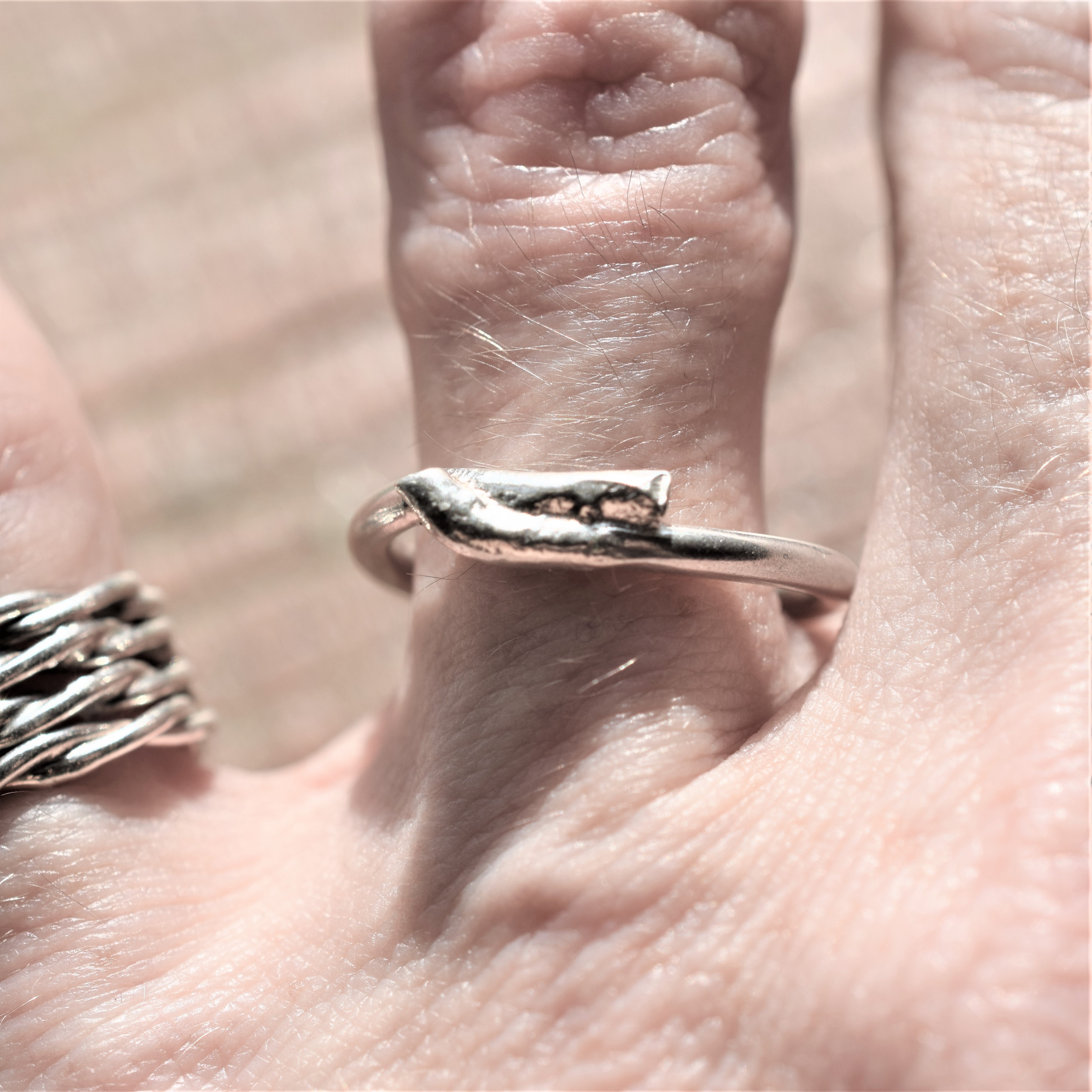 Unusual, Delicate, Molten Silver Wire Ring