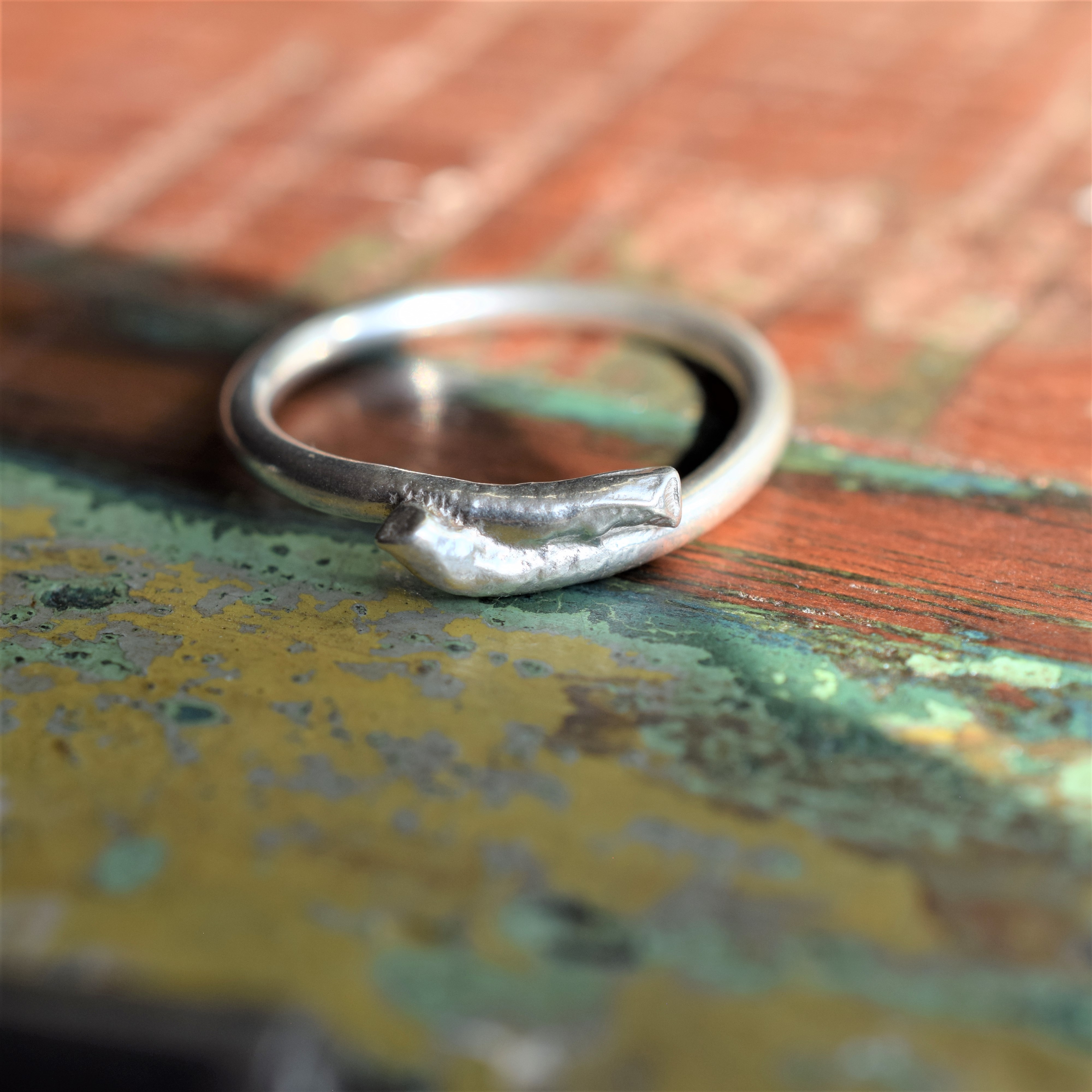 Unusual, Delicate, Molten Silver Wire Ring