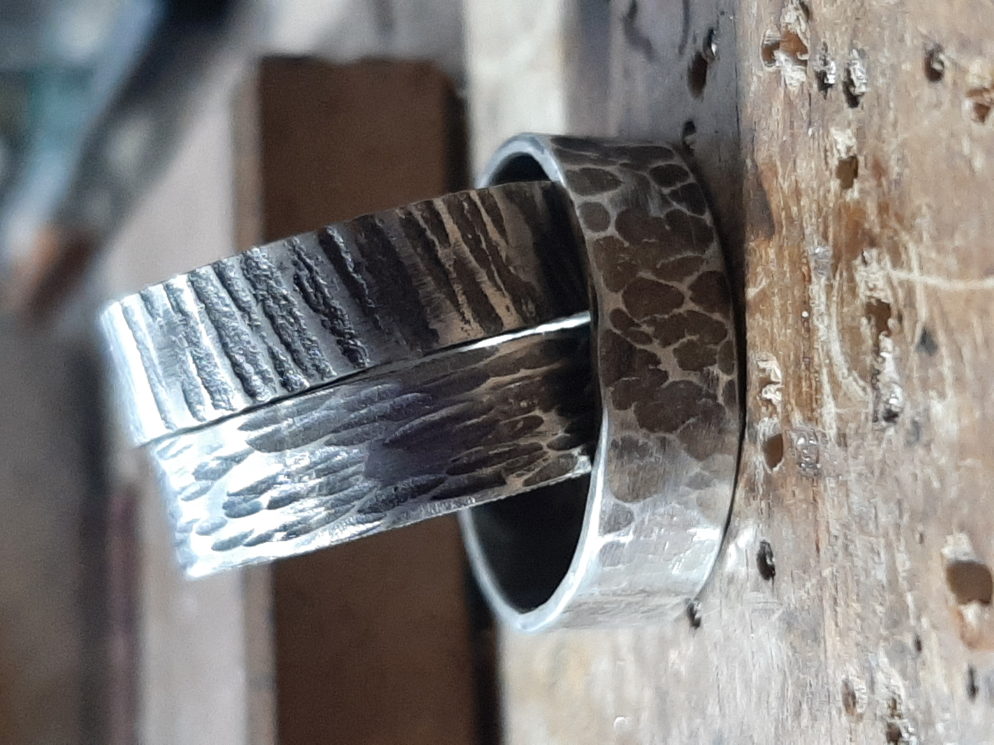 Unusually Textured Silver Band Ring