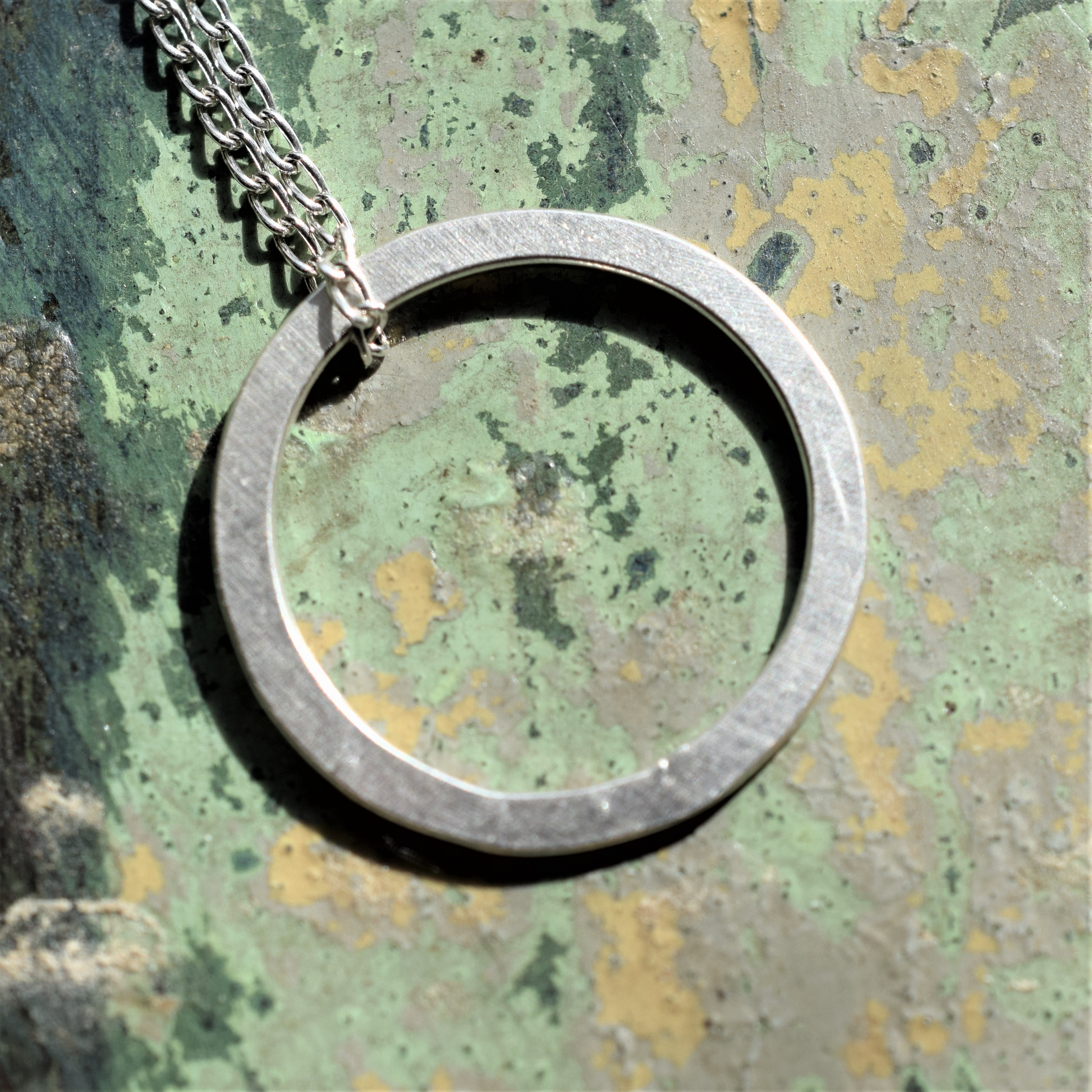 Textured Circle Silver Pendant