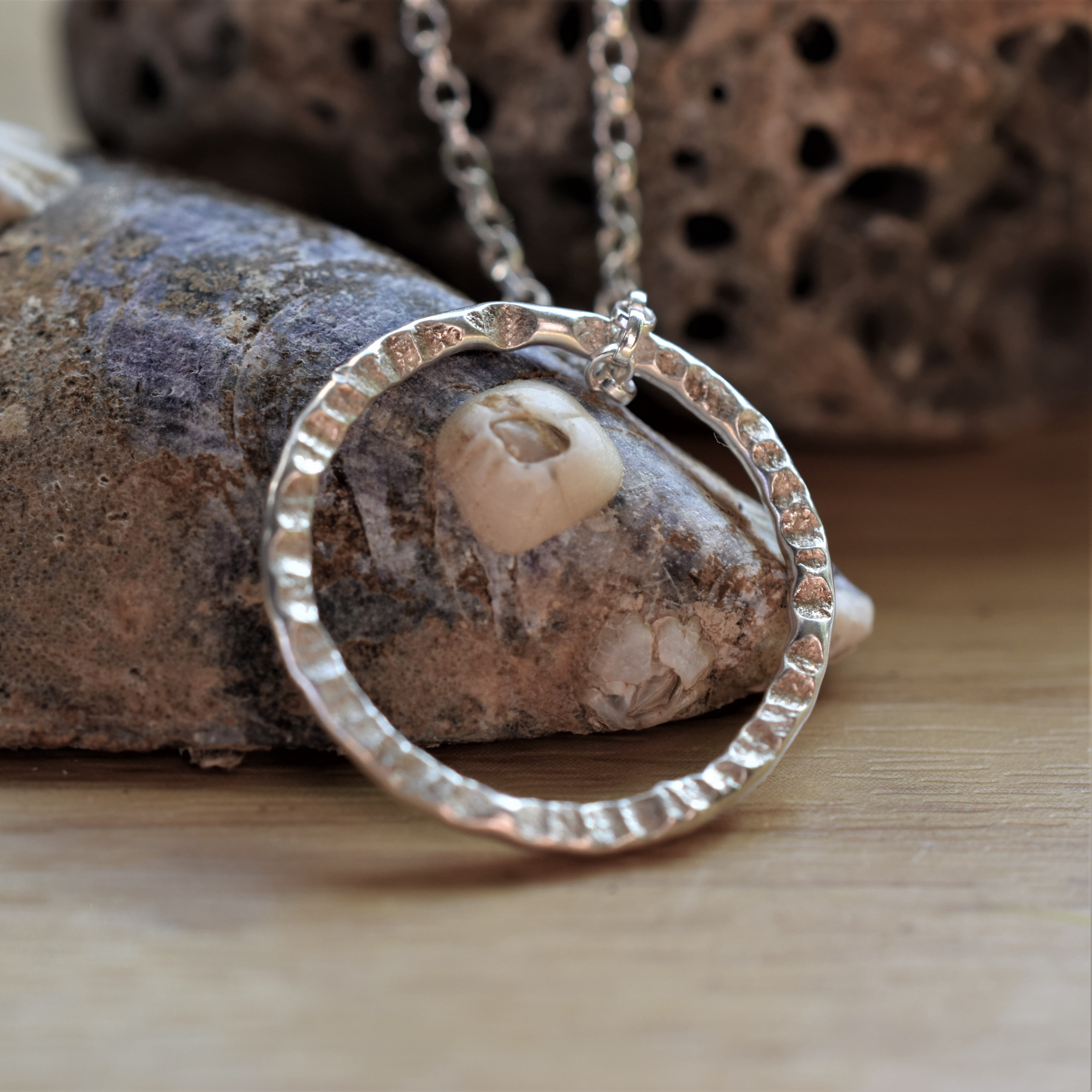 Textured Circle Silver Pendant
