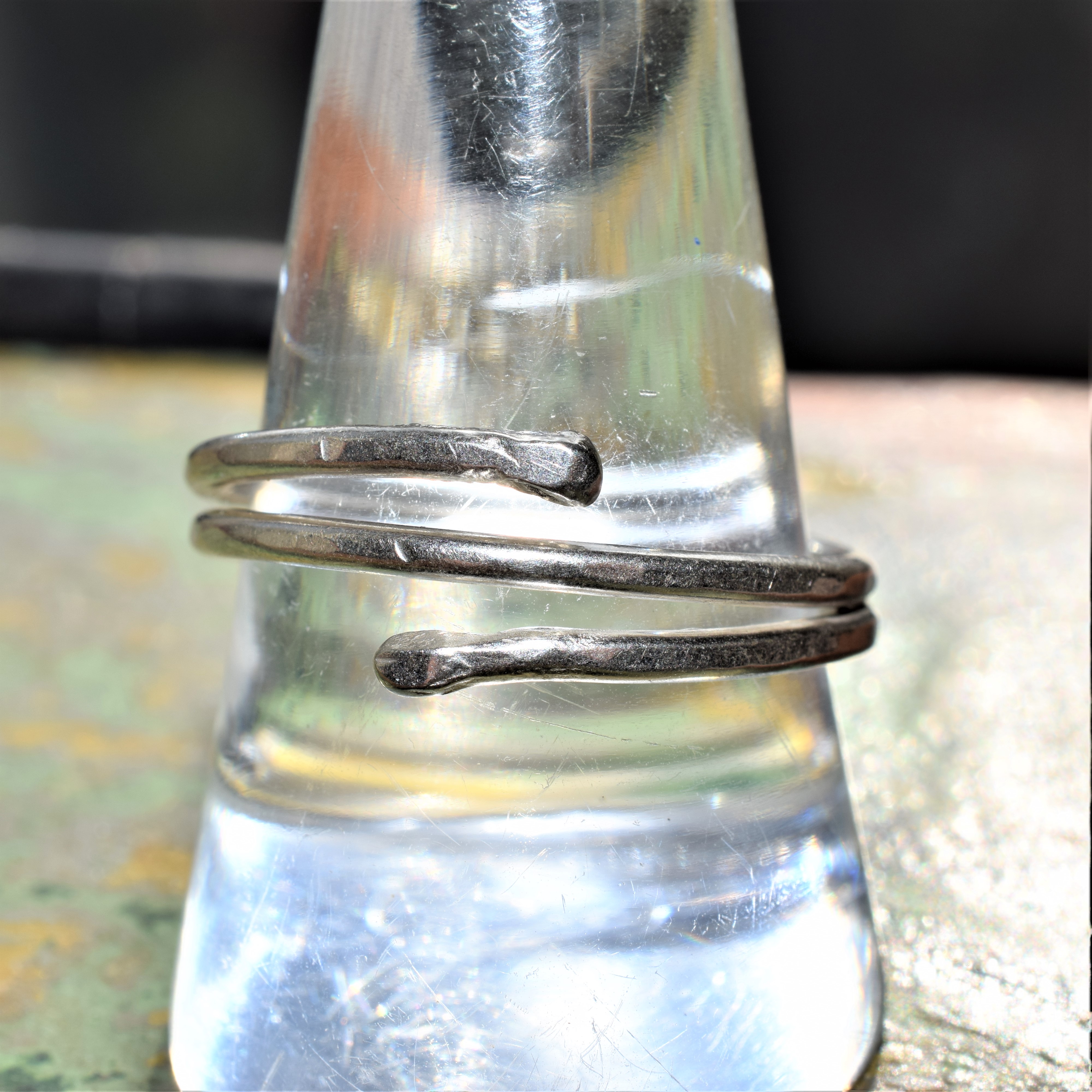 Delicate Coiled Silver Ring with Organic Texture