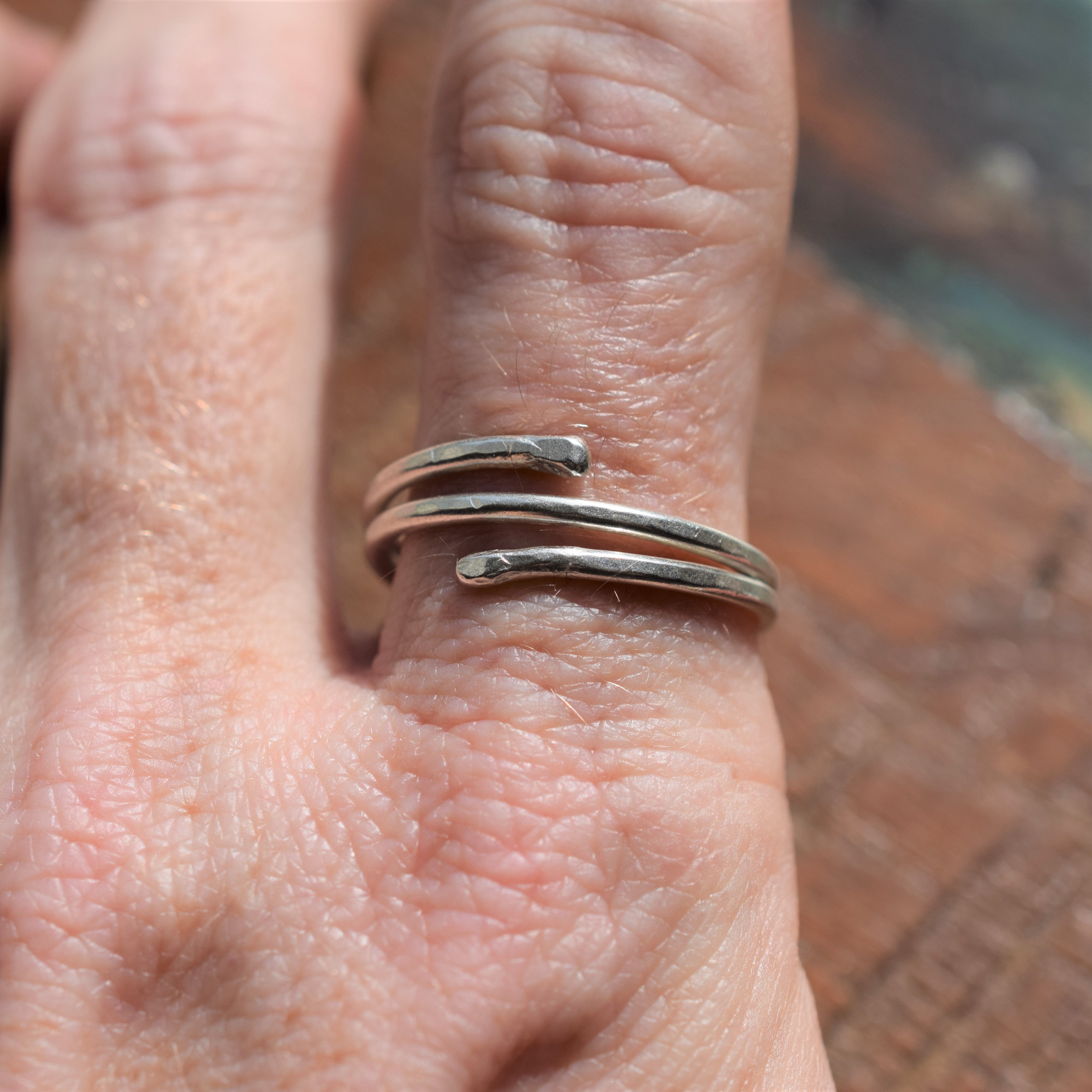 Delicate Coiled Silver Ring with Organic Texture
