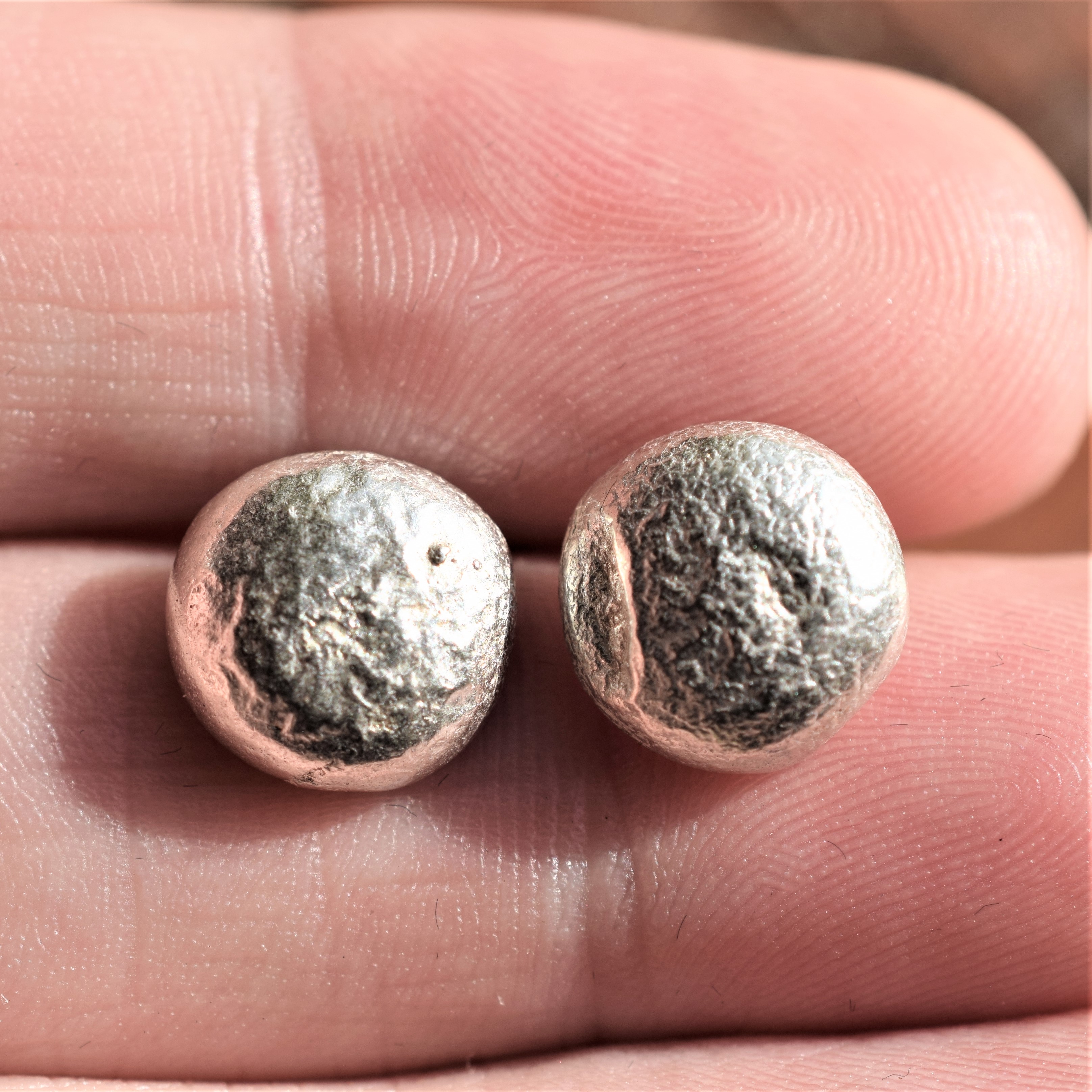 Silver Pebble Earrings with light reticulated texture