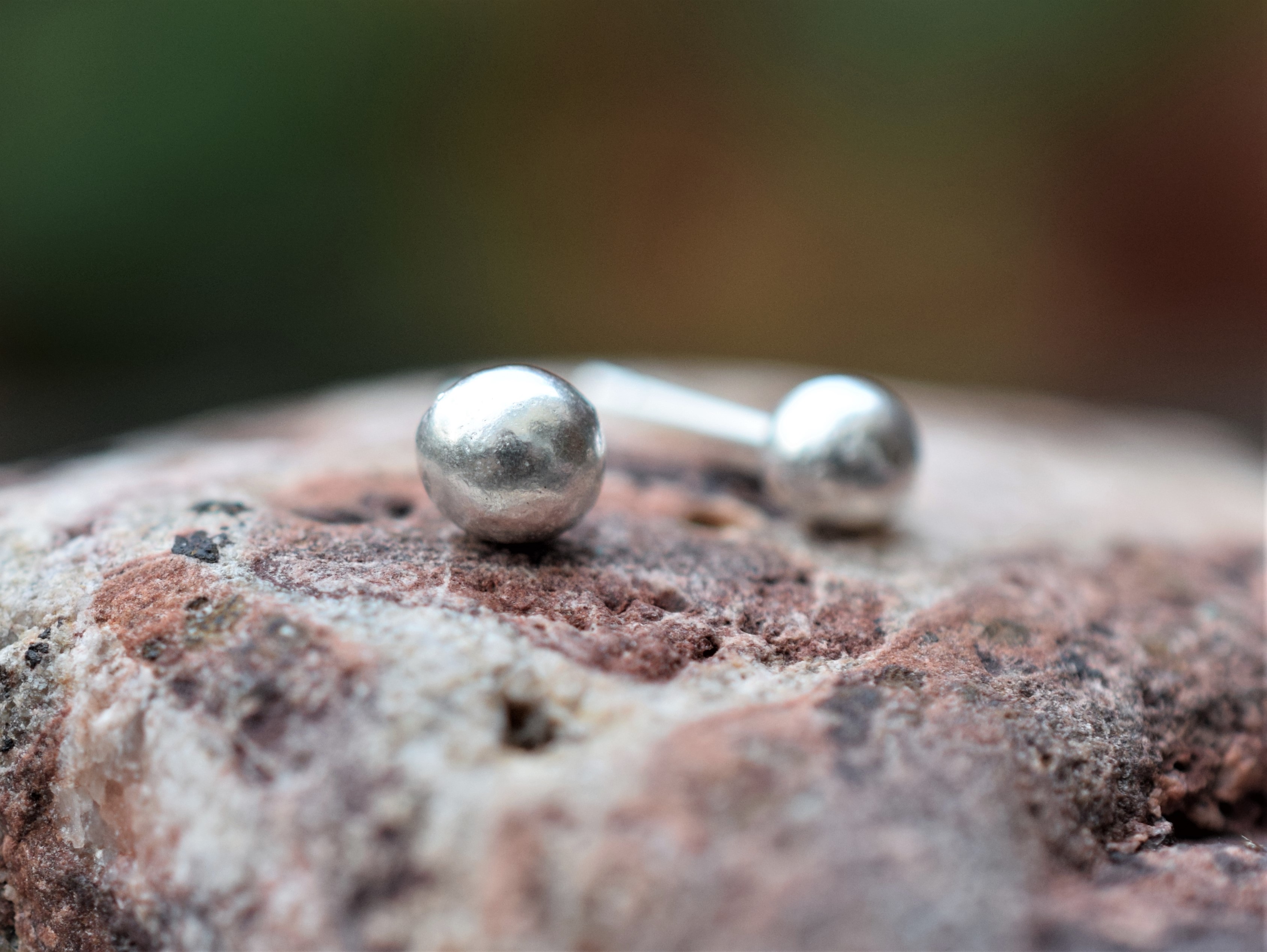 Silver Pebble Earrings with light reticulated texture