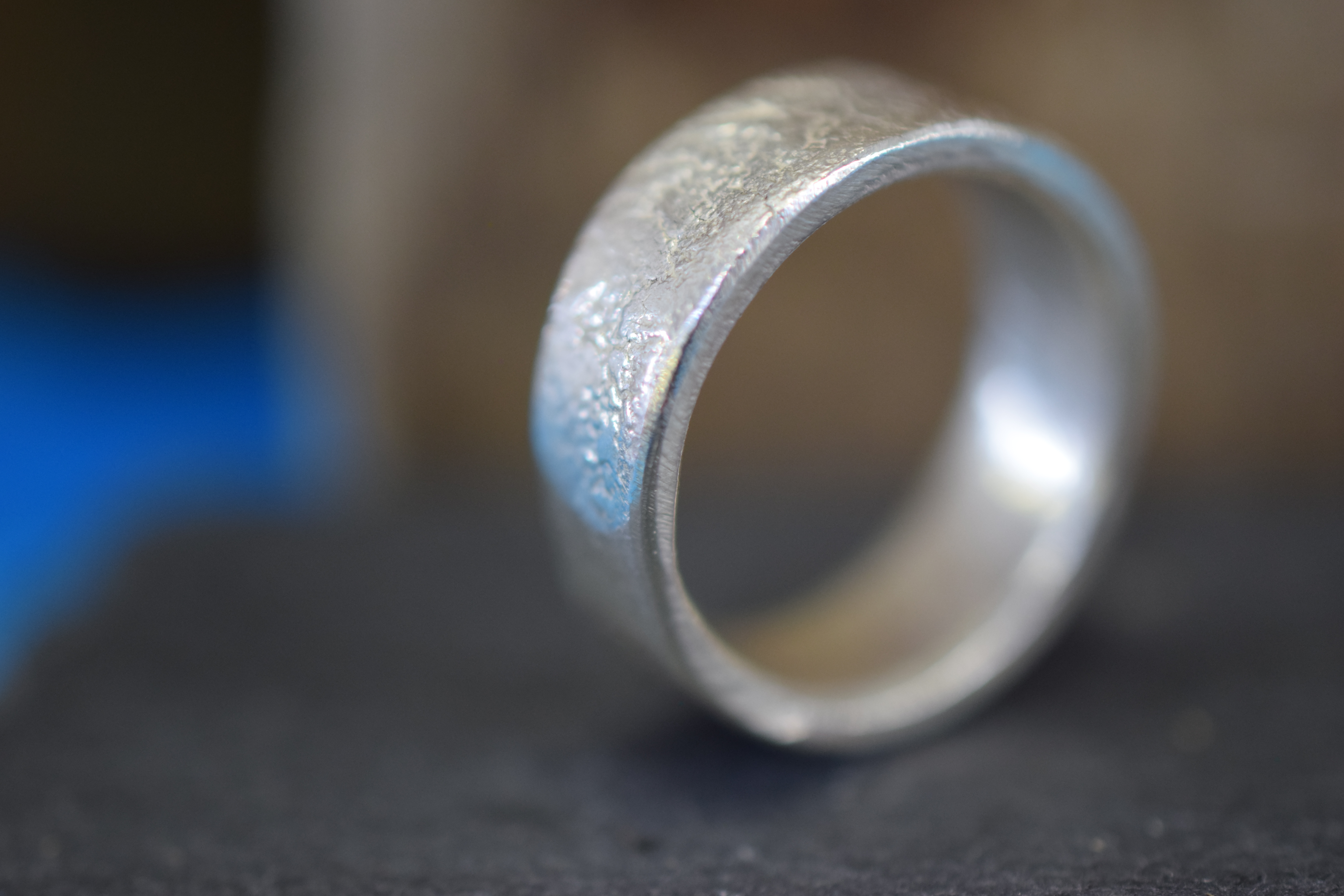 Handmade, Reticulated, Chunky Silver Band Ring