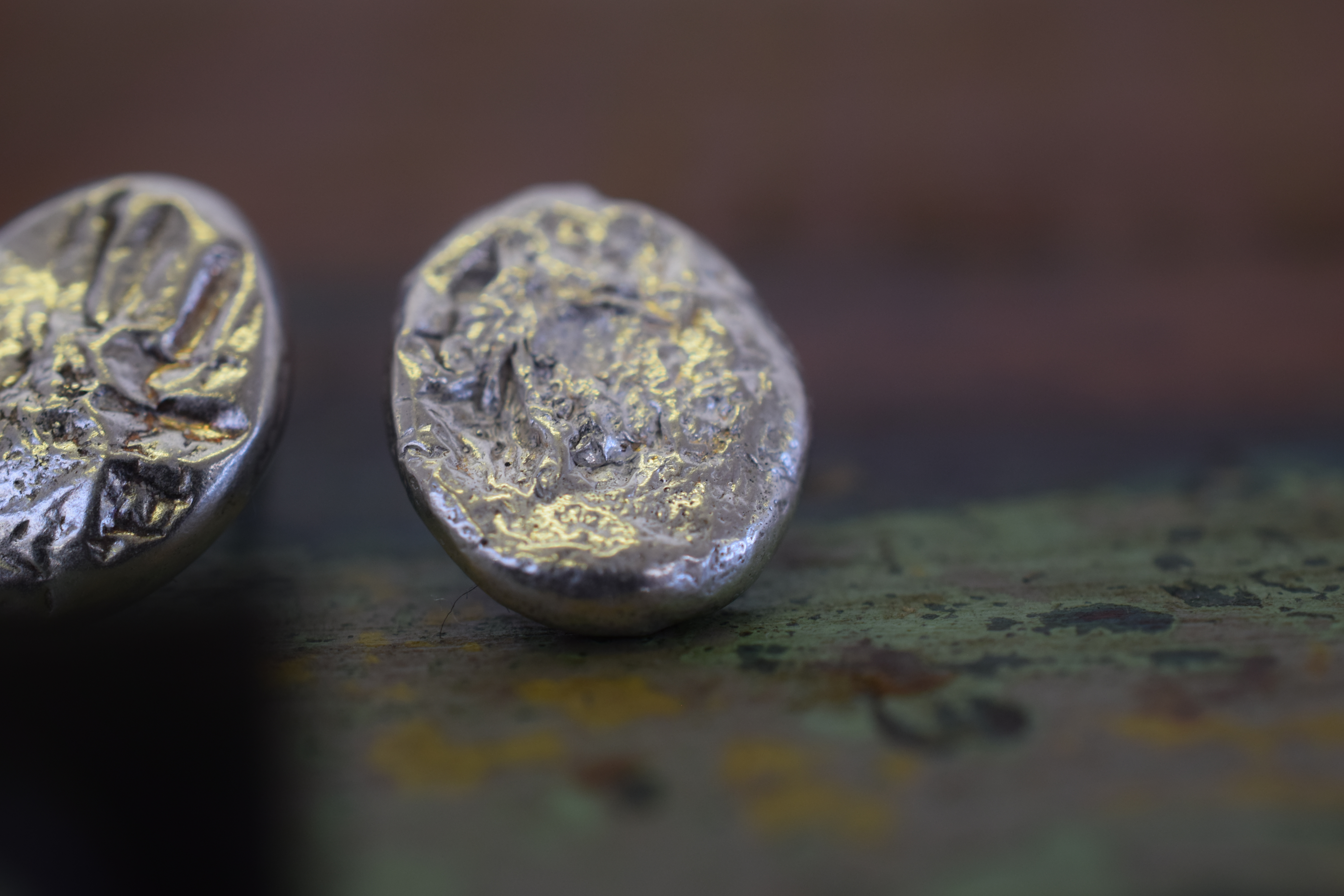 Silver Pebble Earrings with Melted Texture