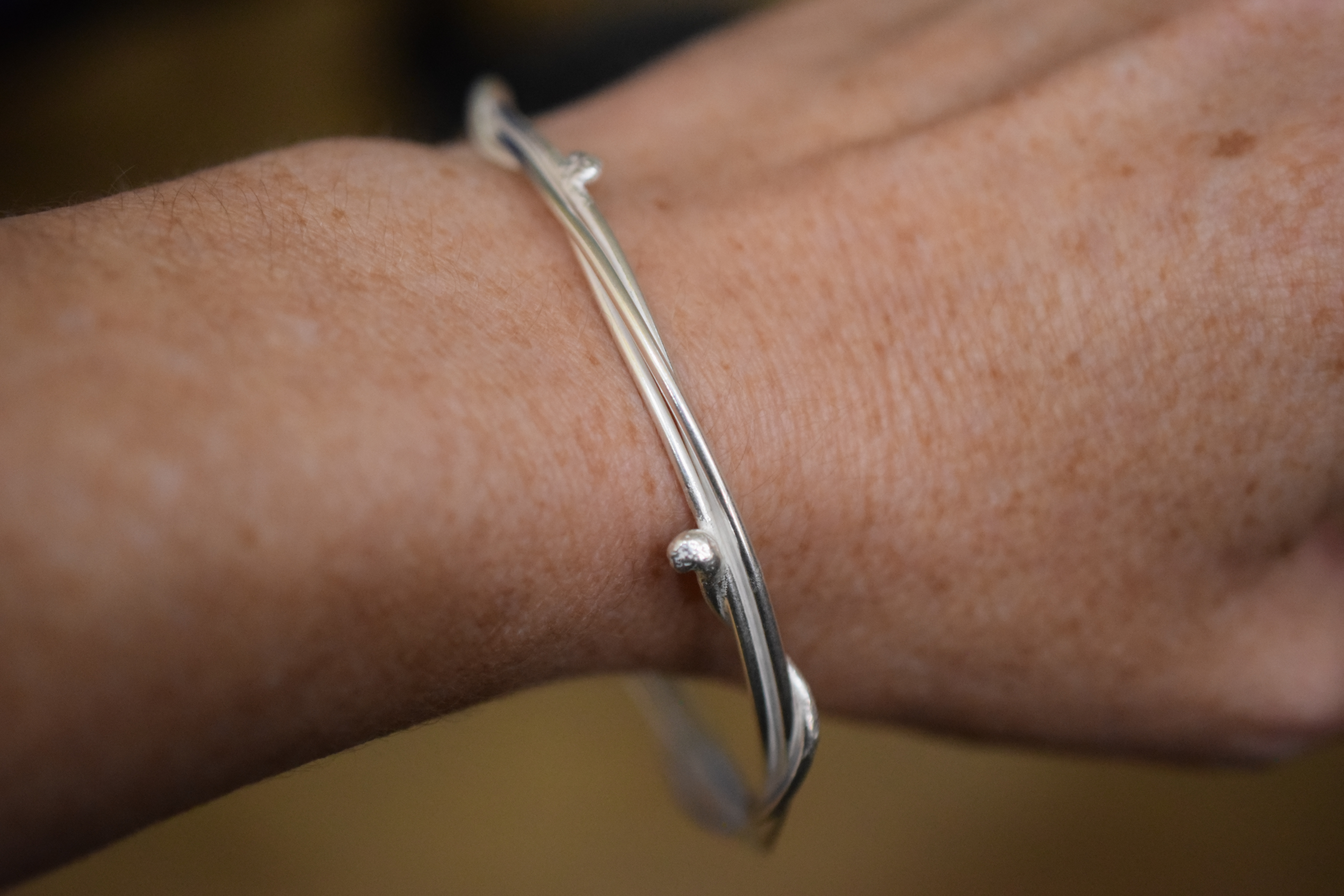 Sterling Silver Wrapped Wire Bangle