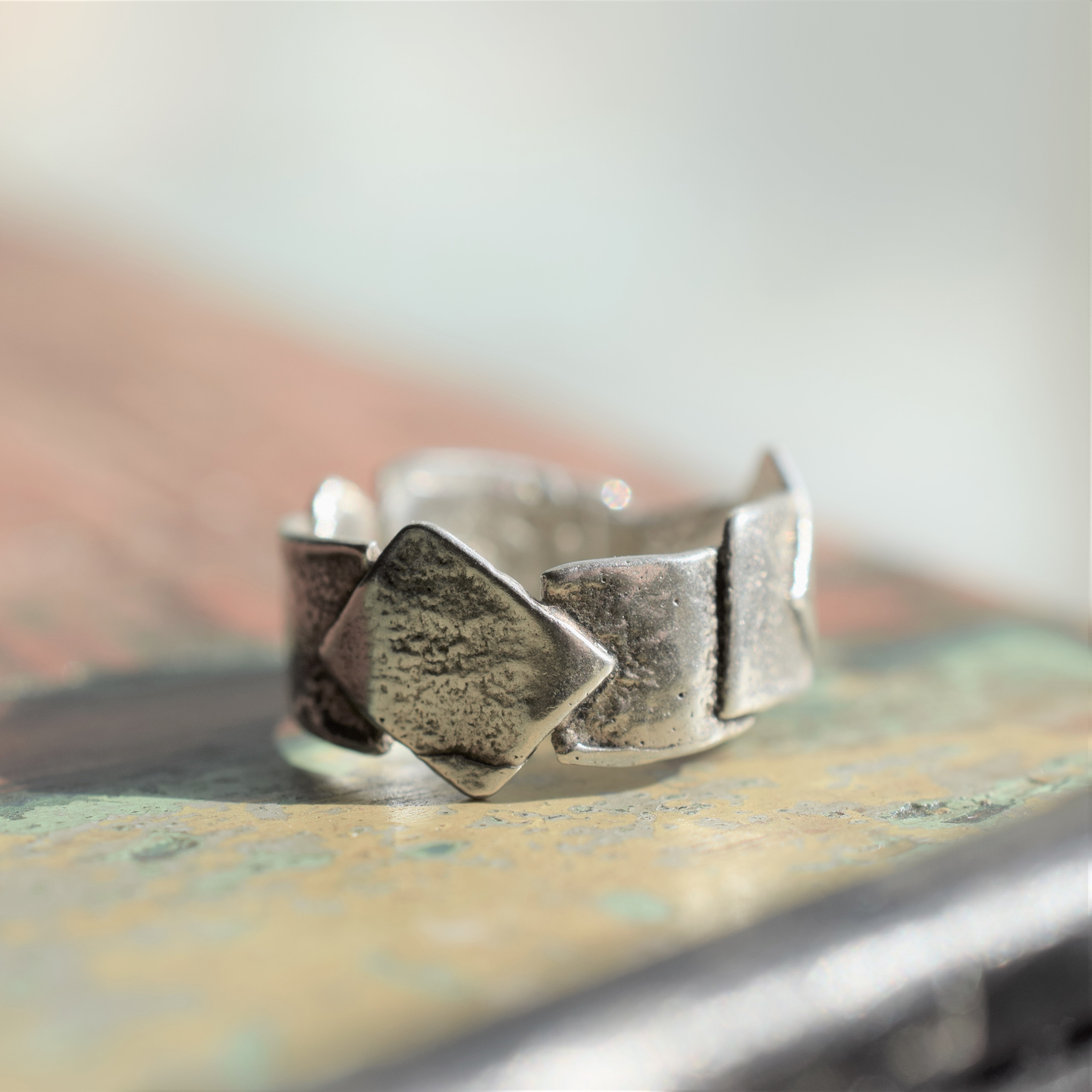 Solid Silver Quirky Band Ring