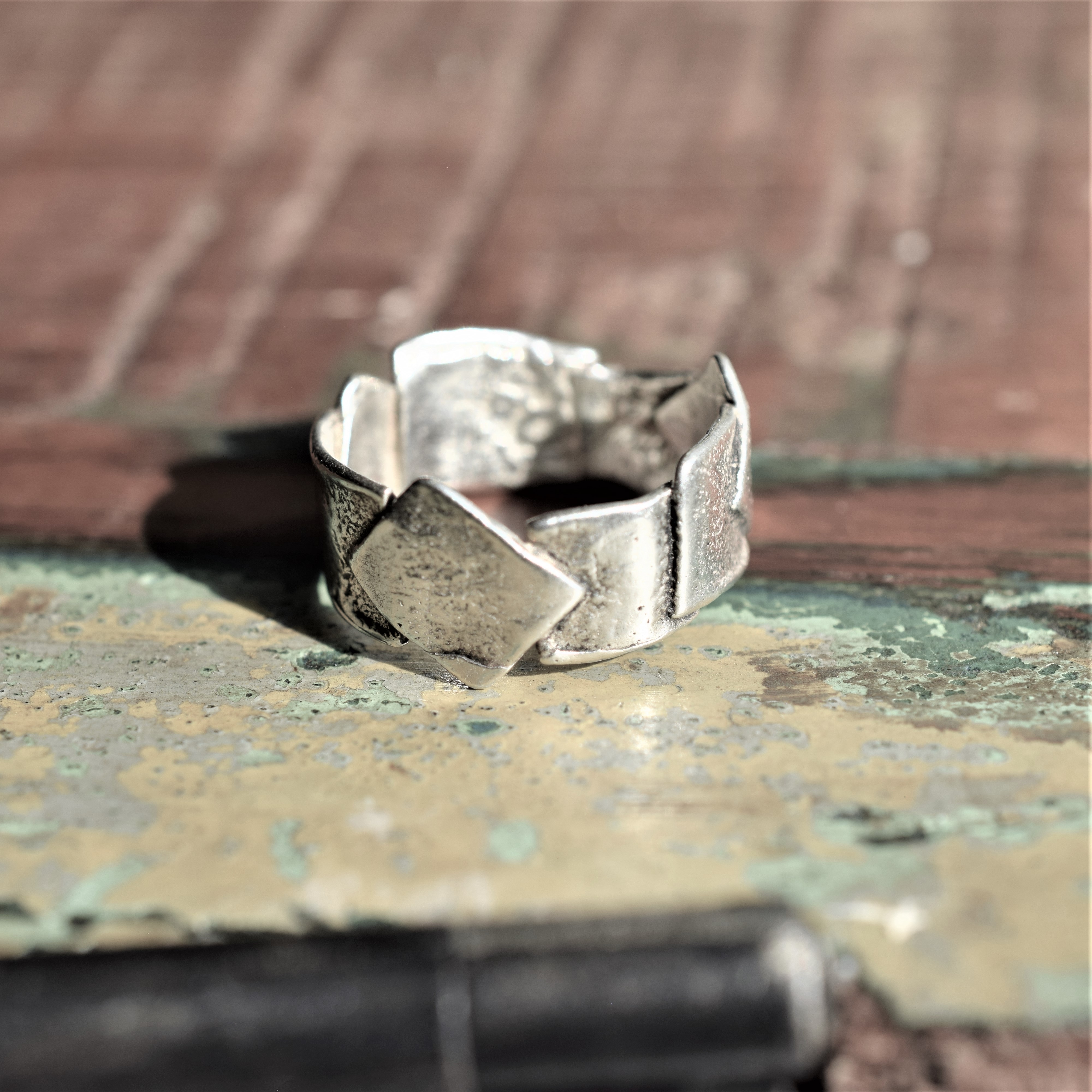 Solid Silver Quirky Band Ring
